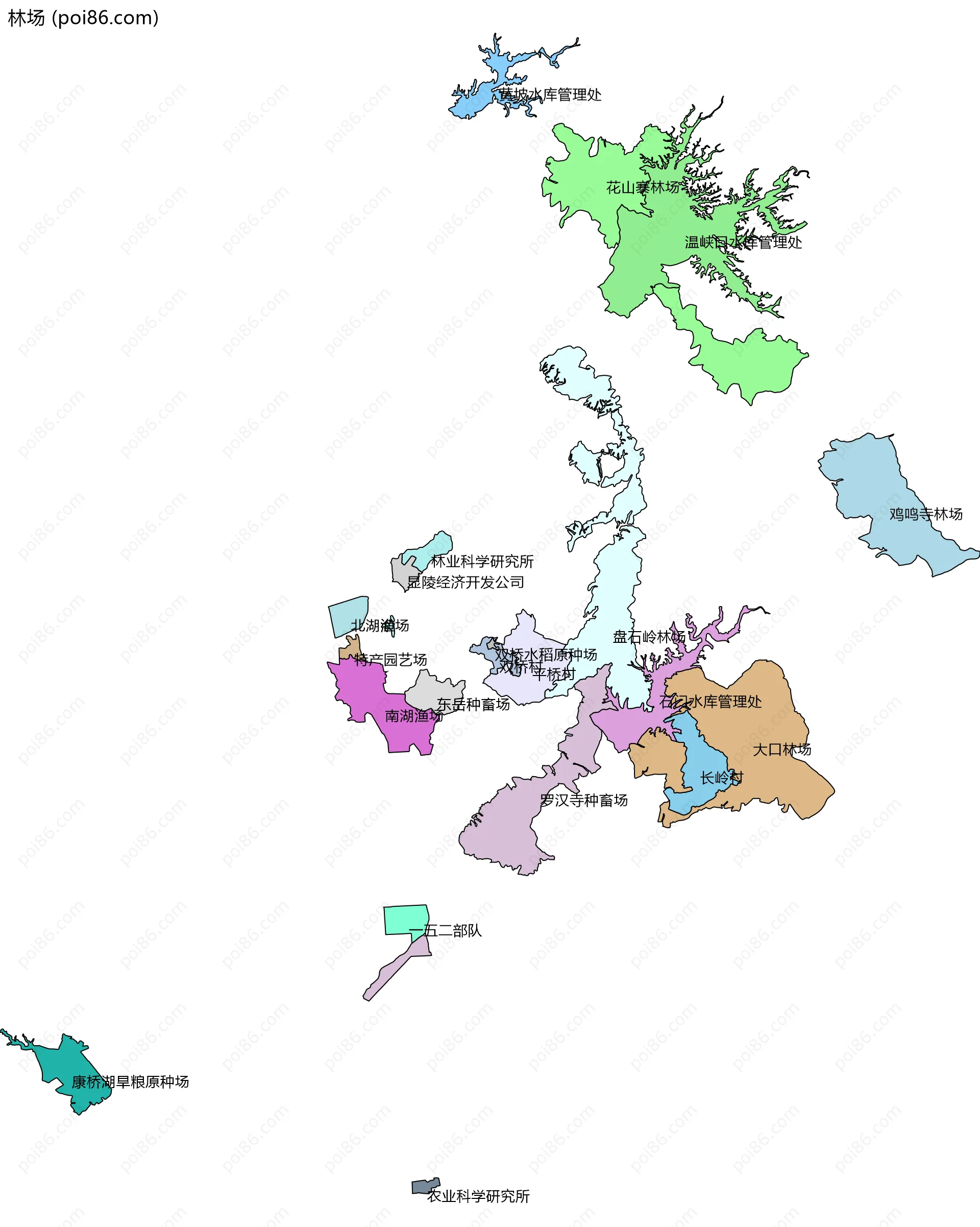 林场边界地图(五级行政区划)