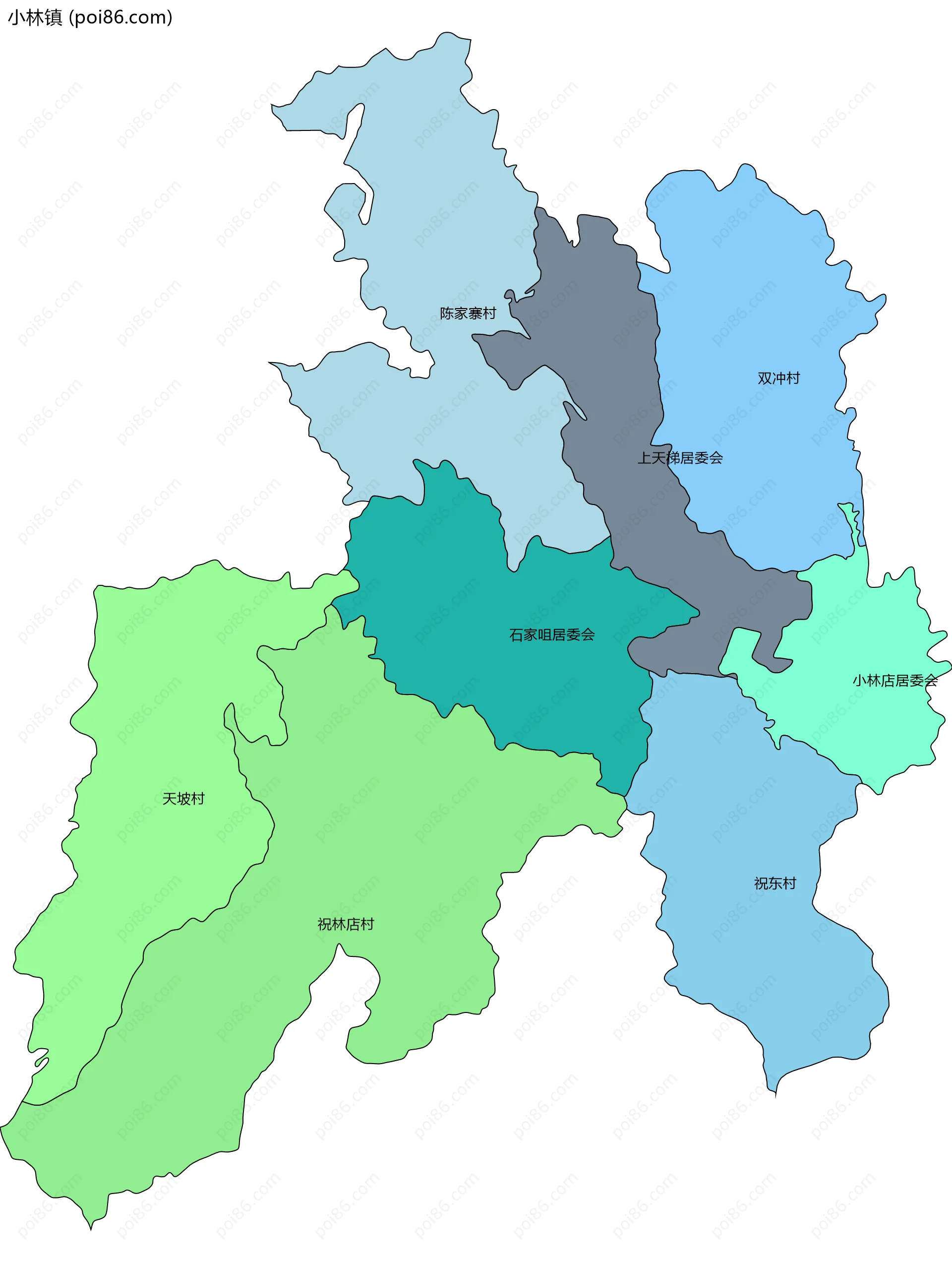 小林镇边界地图(五级行政区划)