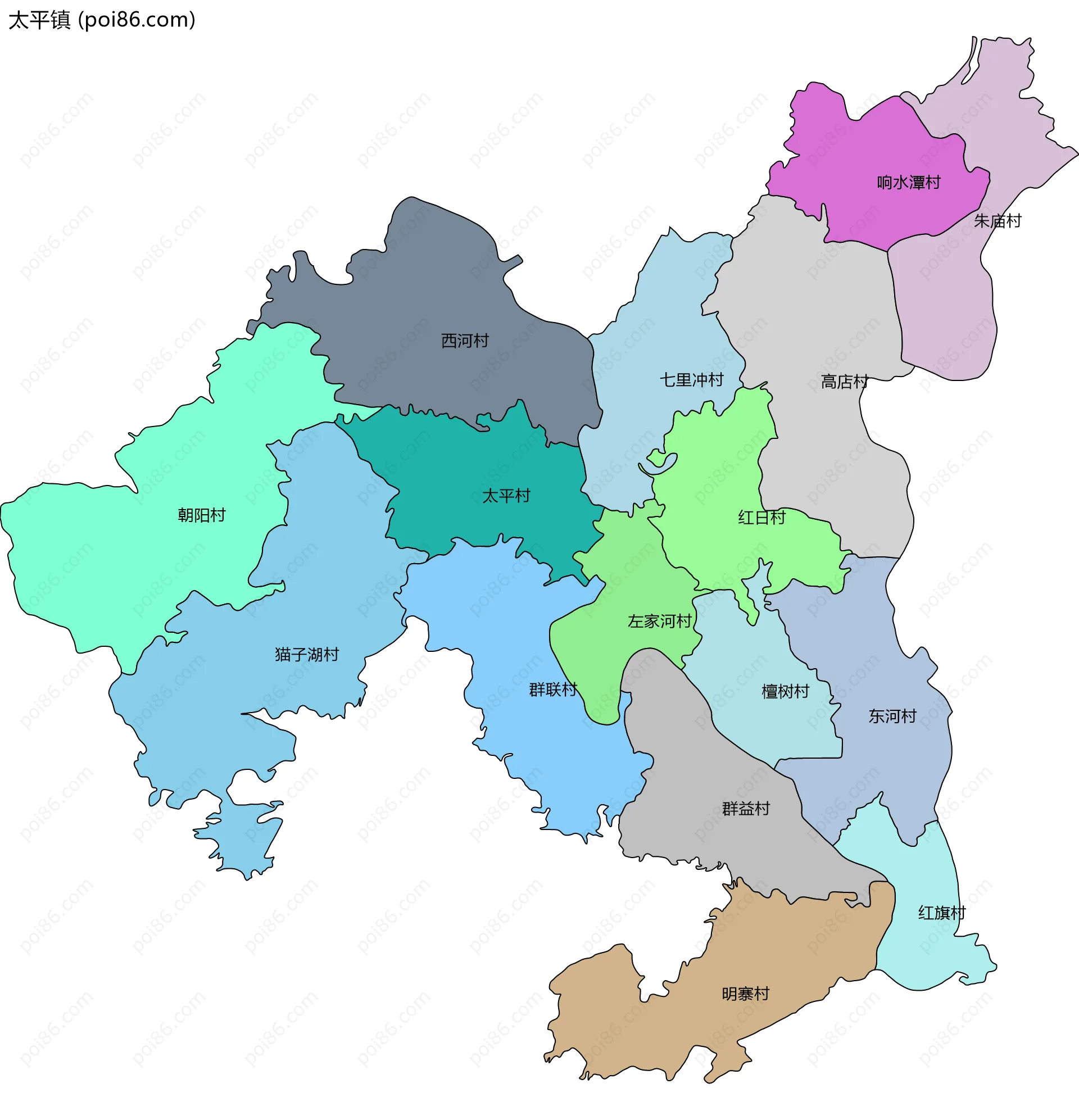 太平镇边界地图(五级行政区划)