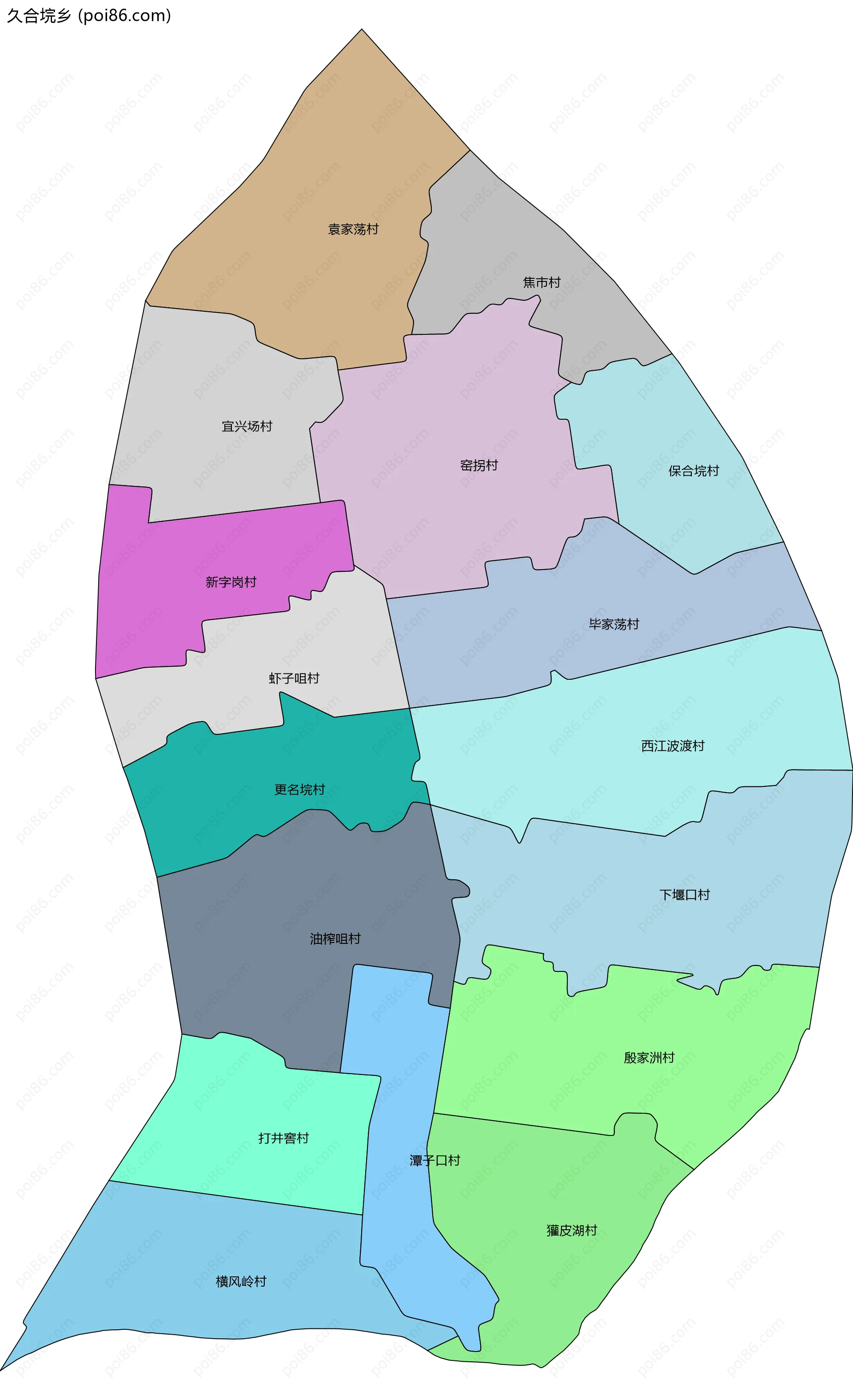 久合垸乡边界地图(五级行政区划)