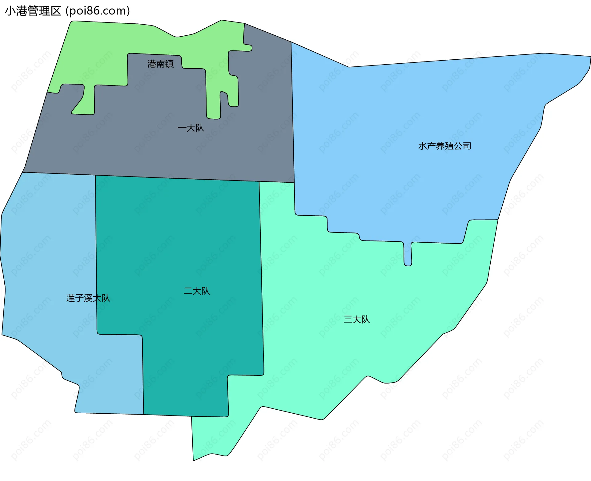 小港管理区边界地图(五级行政区划)