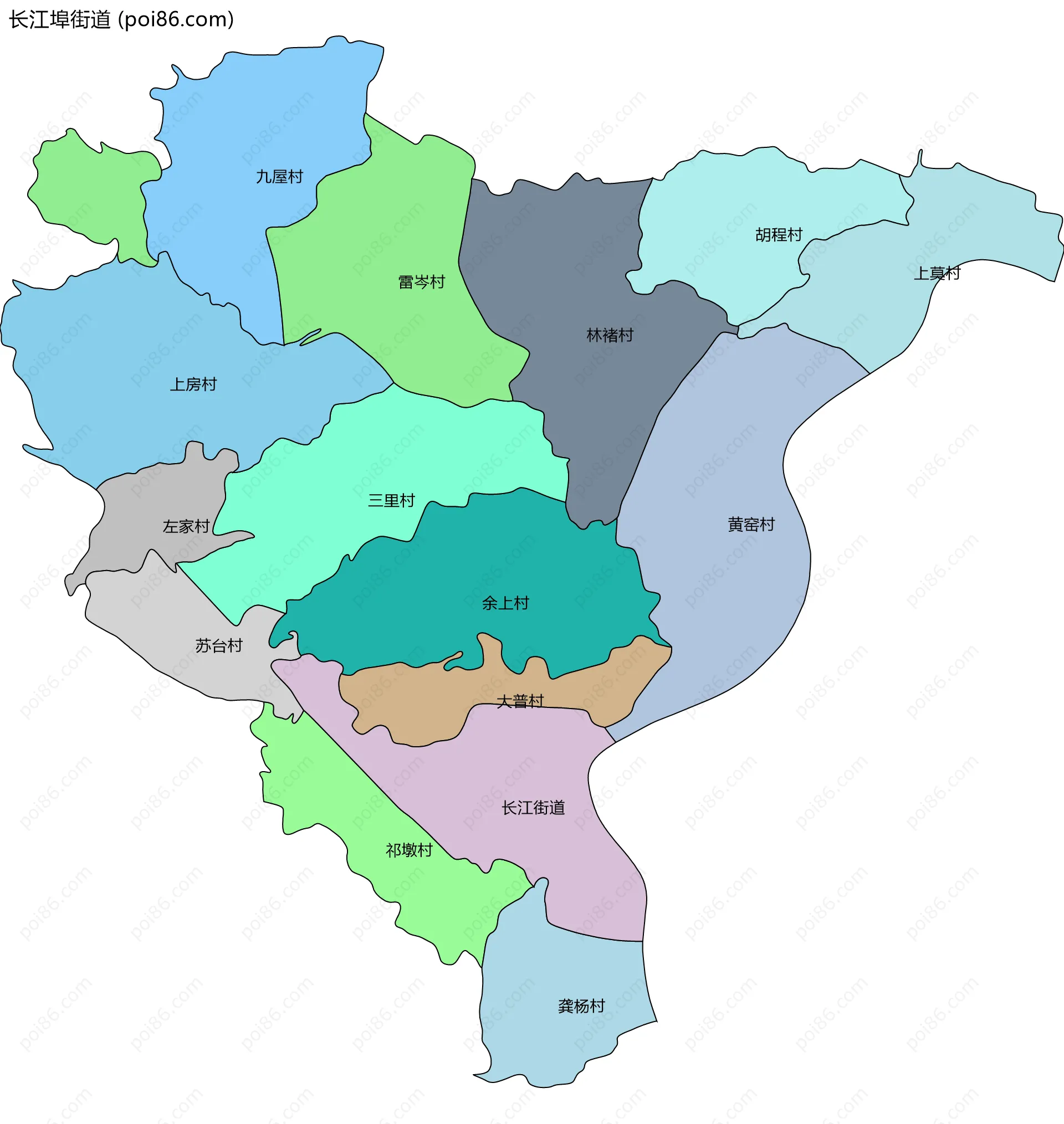 长江埠街道边界地图(五级行政区划)