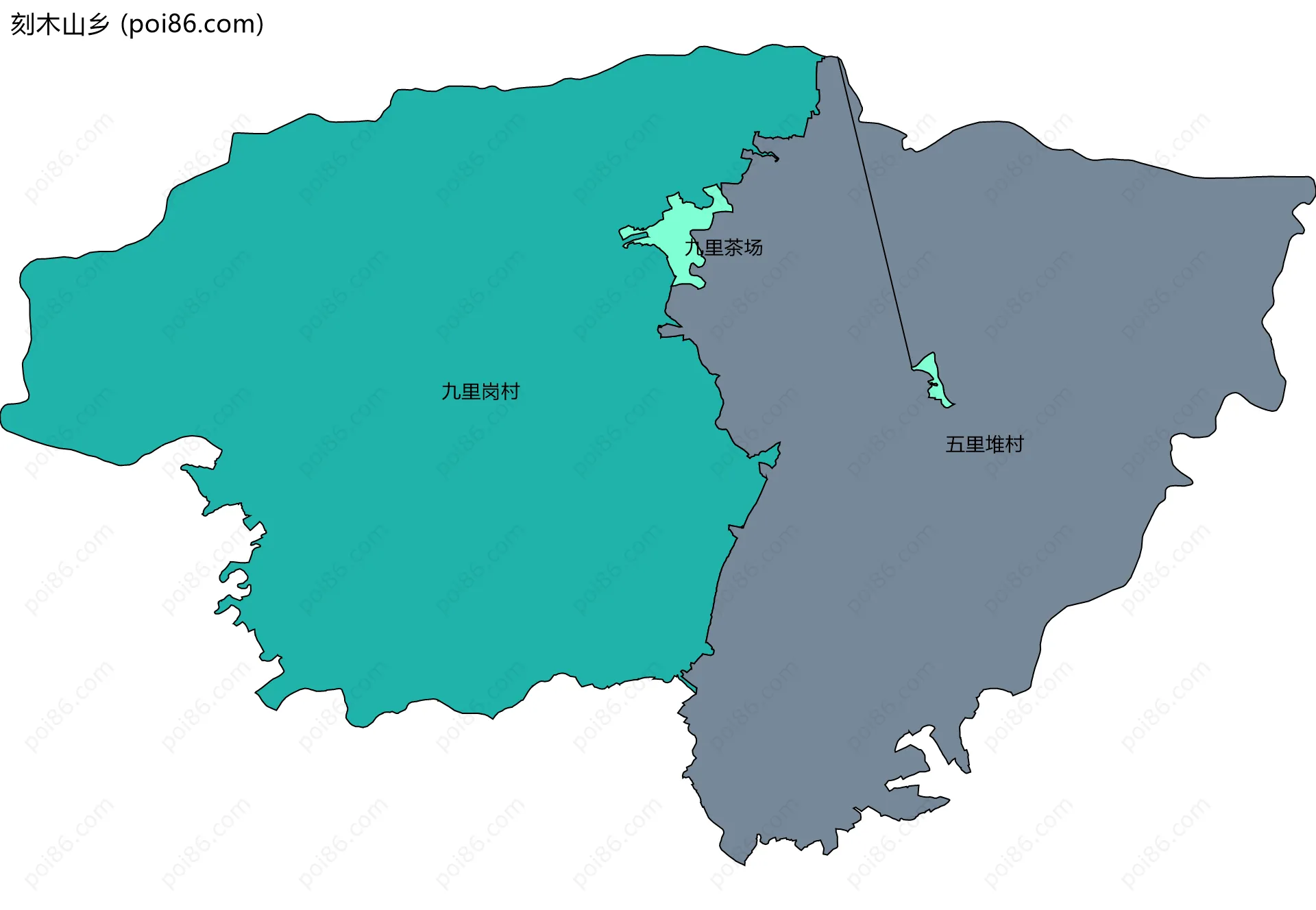 刻木山乡边界地图(五级行政区划)