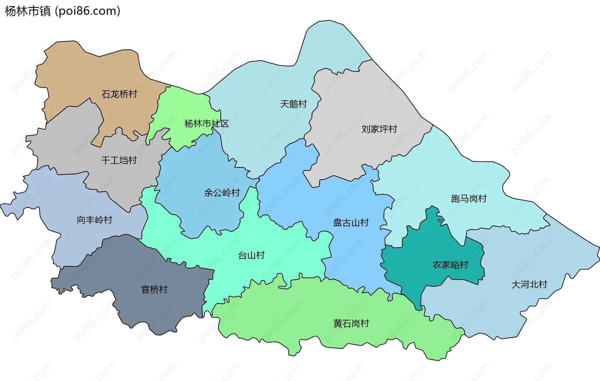 杨林市镇边界地图(五级行政区划)