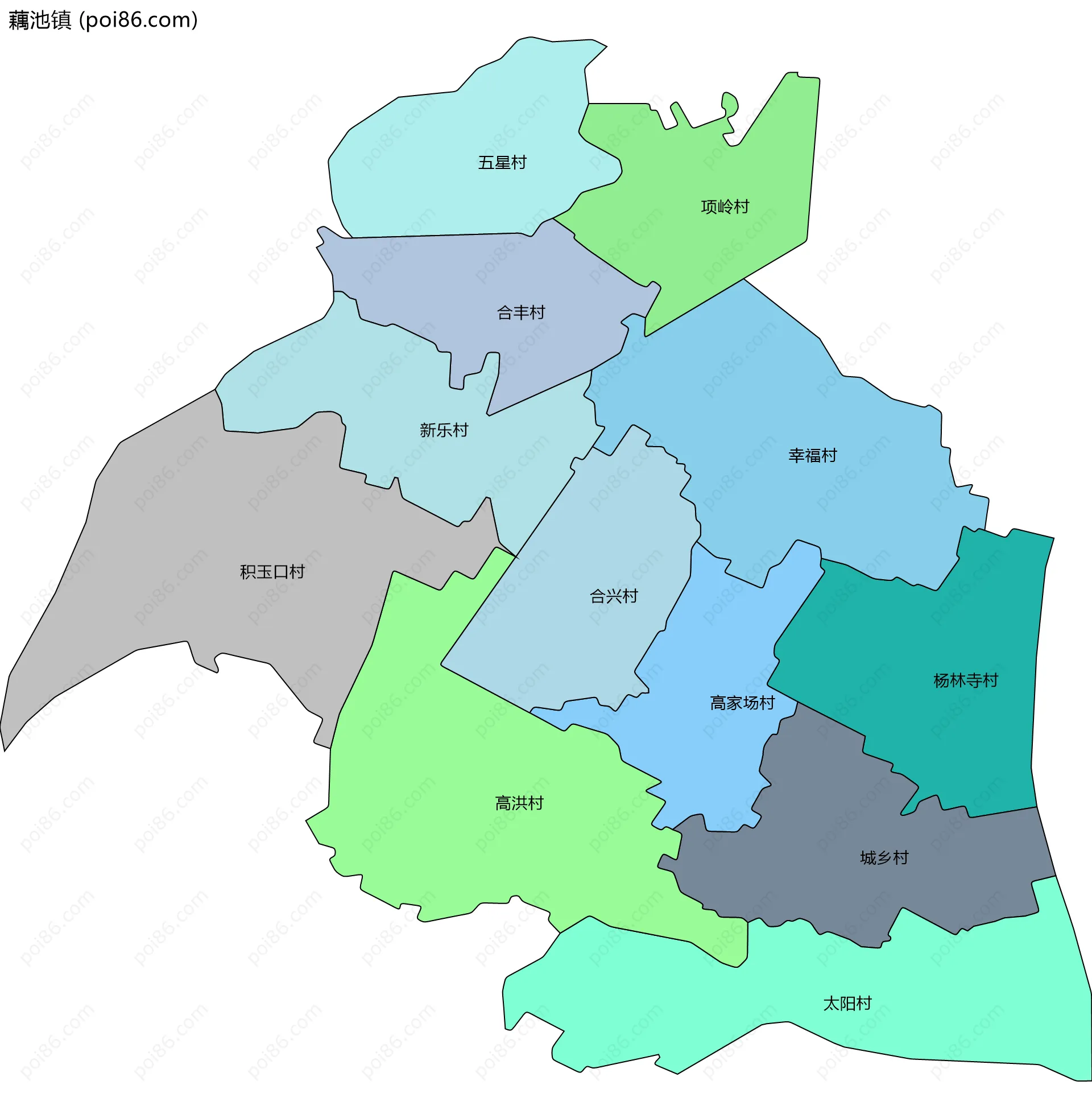 藕池镇边界地图(五级行政区划)