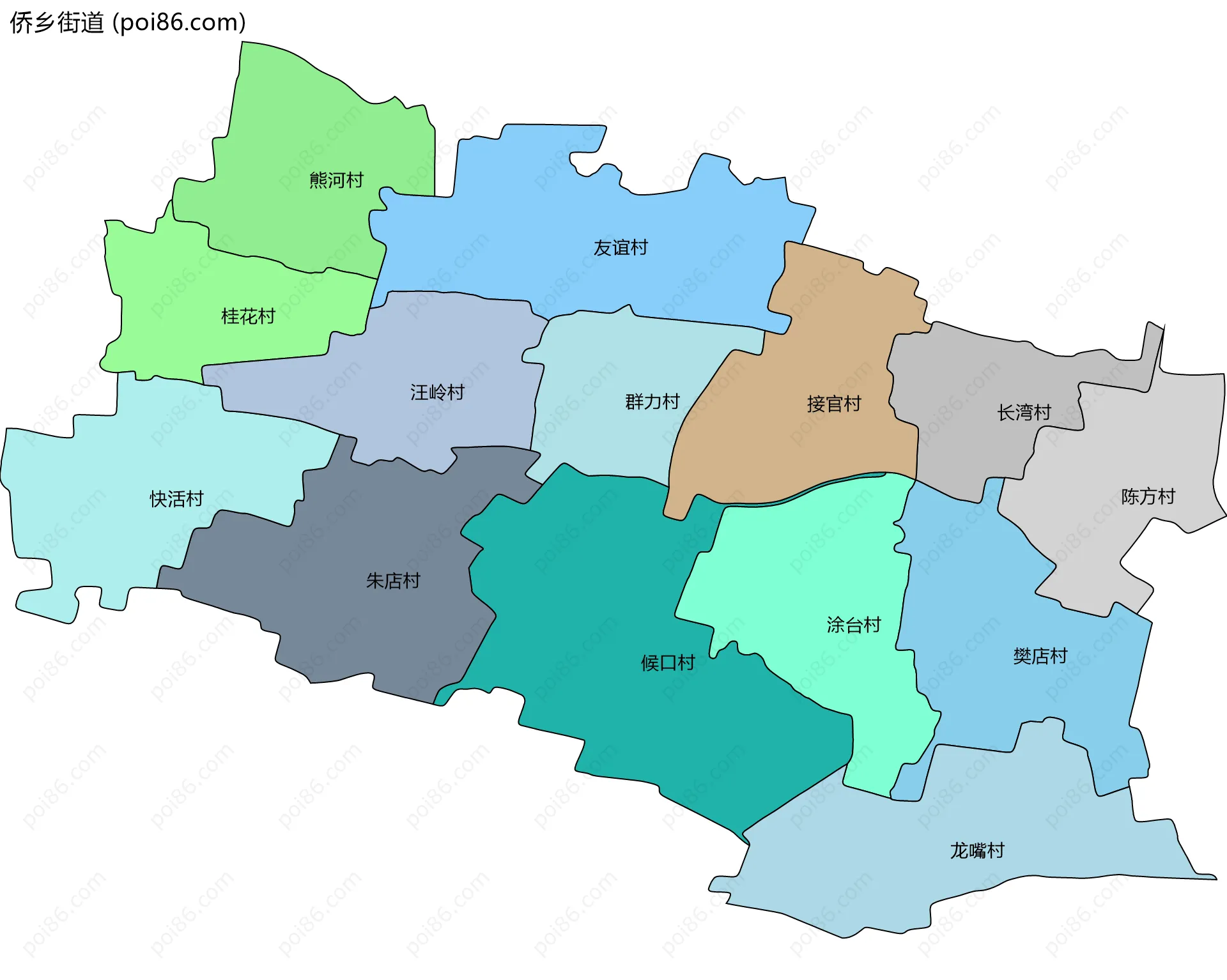 侨乡街道边界地图(五级行政区划)
