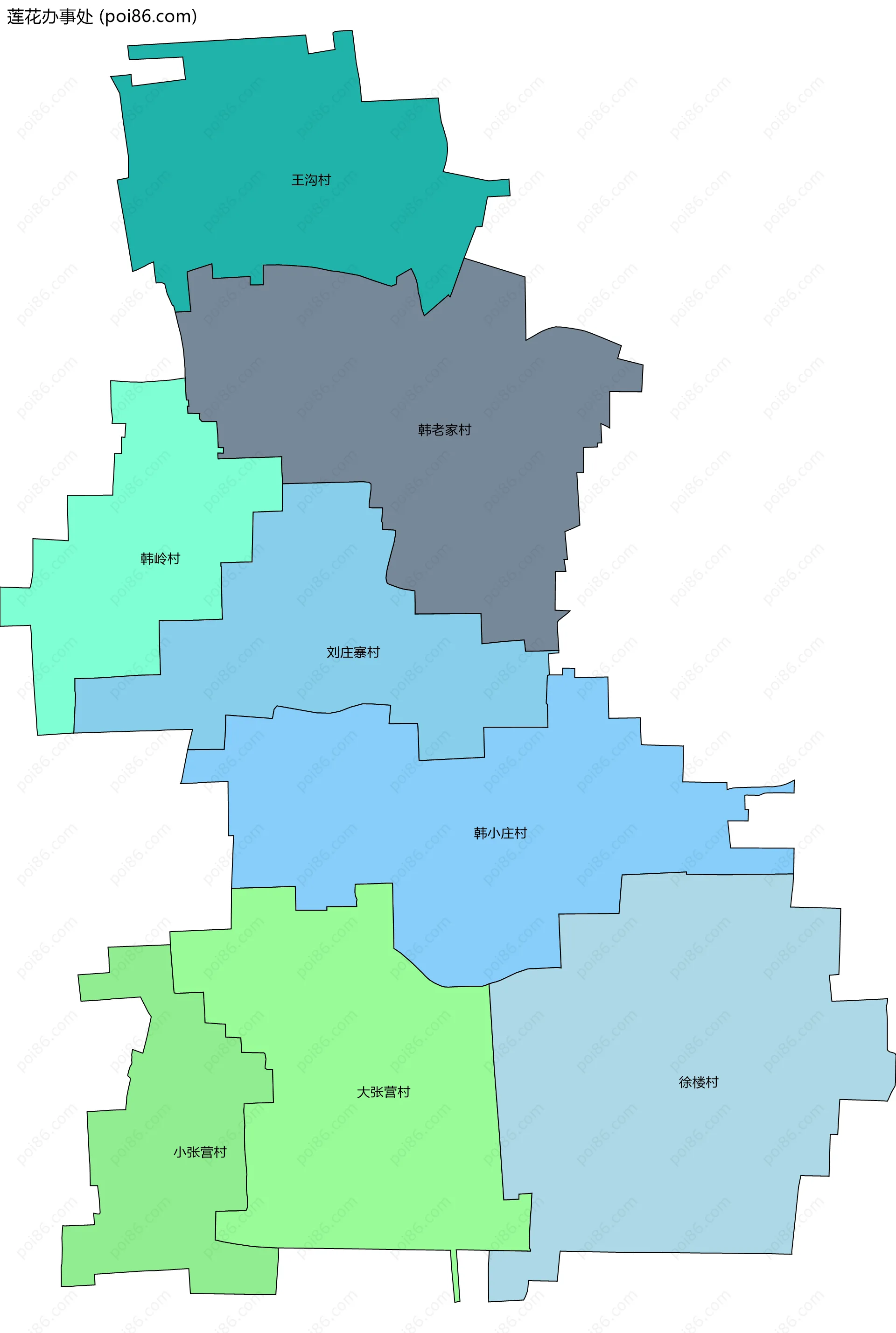 莲花办事处边界地图(五级行政区划)