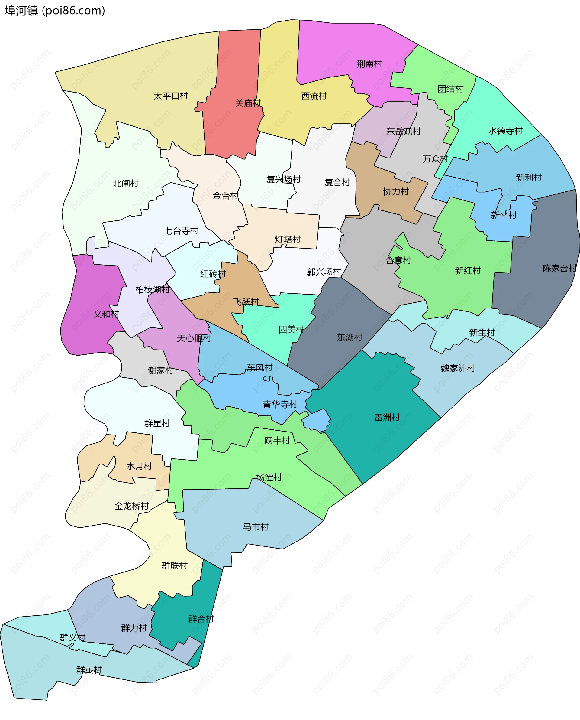 埠河镇边界地图(五级行政区划)