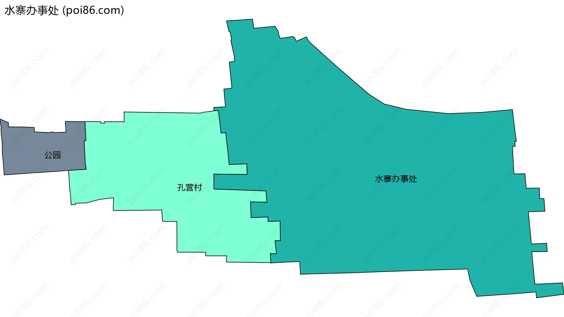 水寨办事处边界地图(五级行政区划)