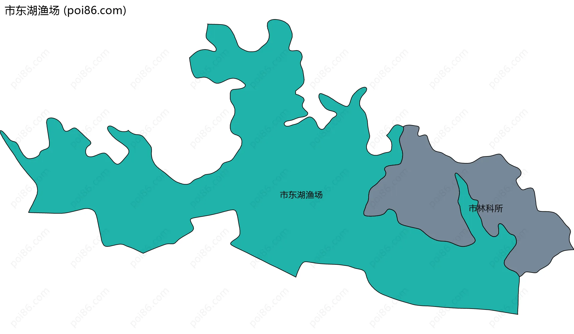 市东湖渔场边界地图(五级行政区划)