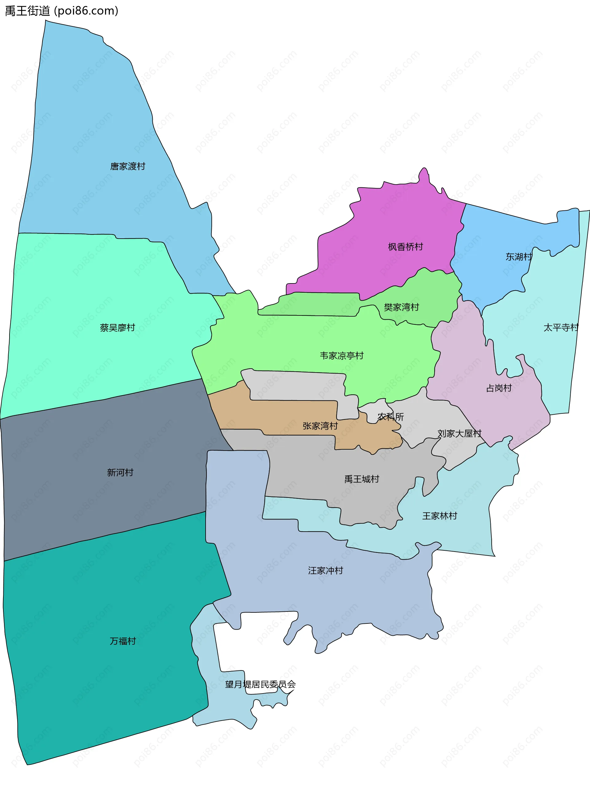 禹王街道边界地图(五级行政区划)