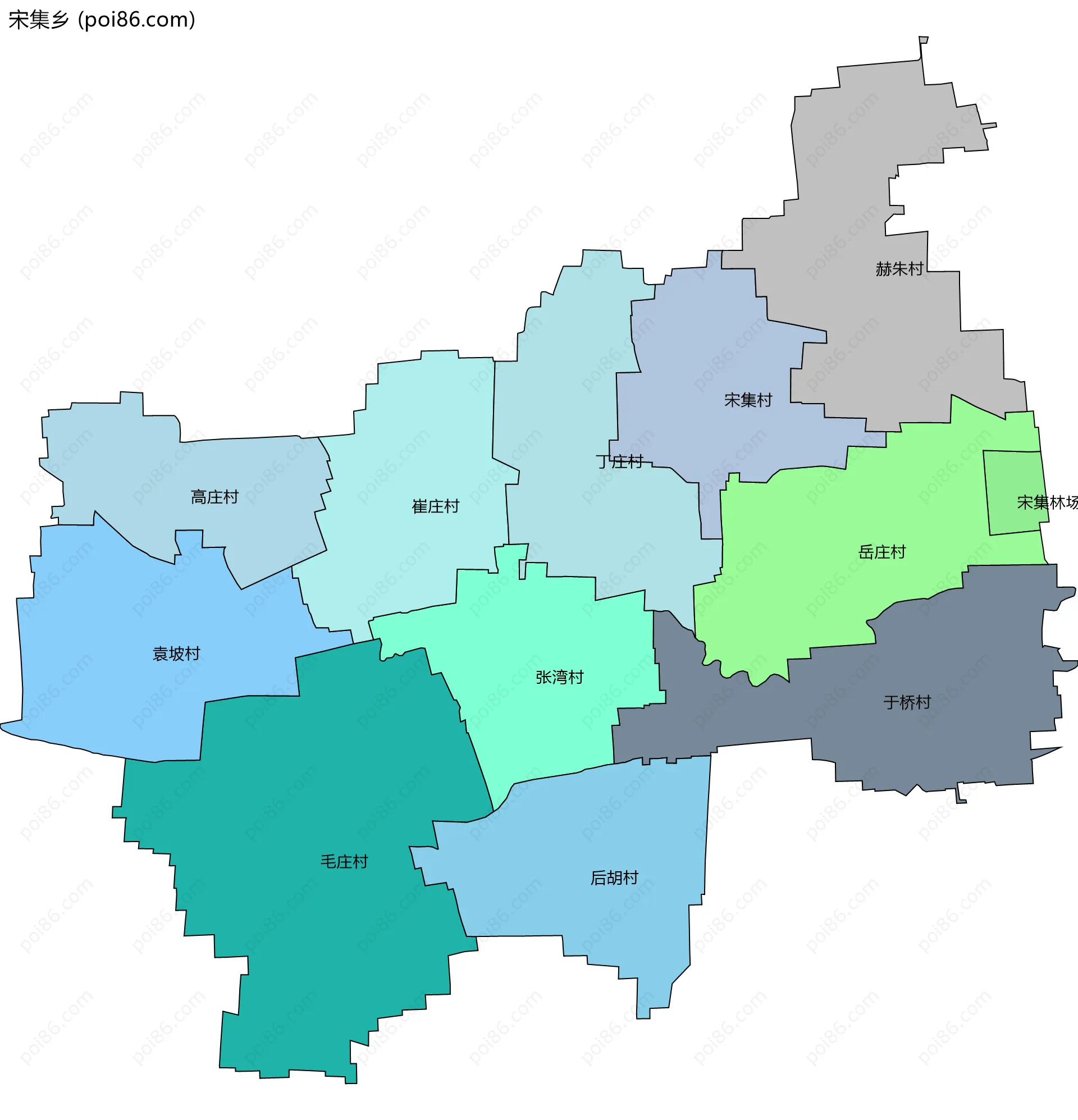 宋集乡边界地图(五级行政区划)