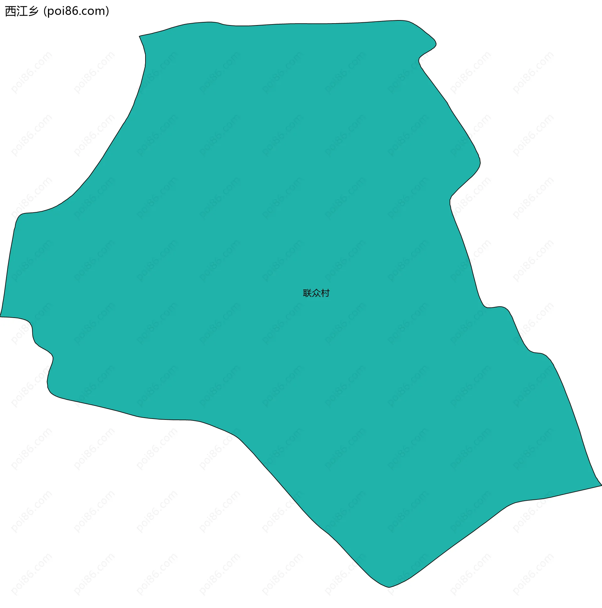 西江乡边界地图(五级行政区划)