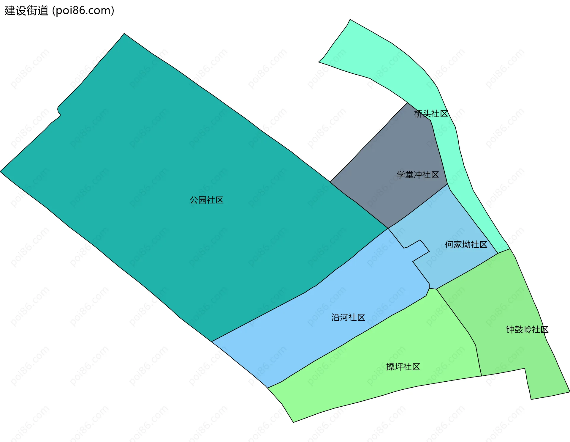建设街道边界地图(五级行政区划)