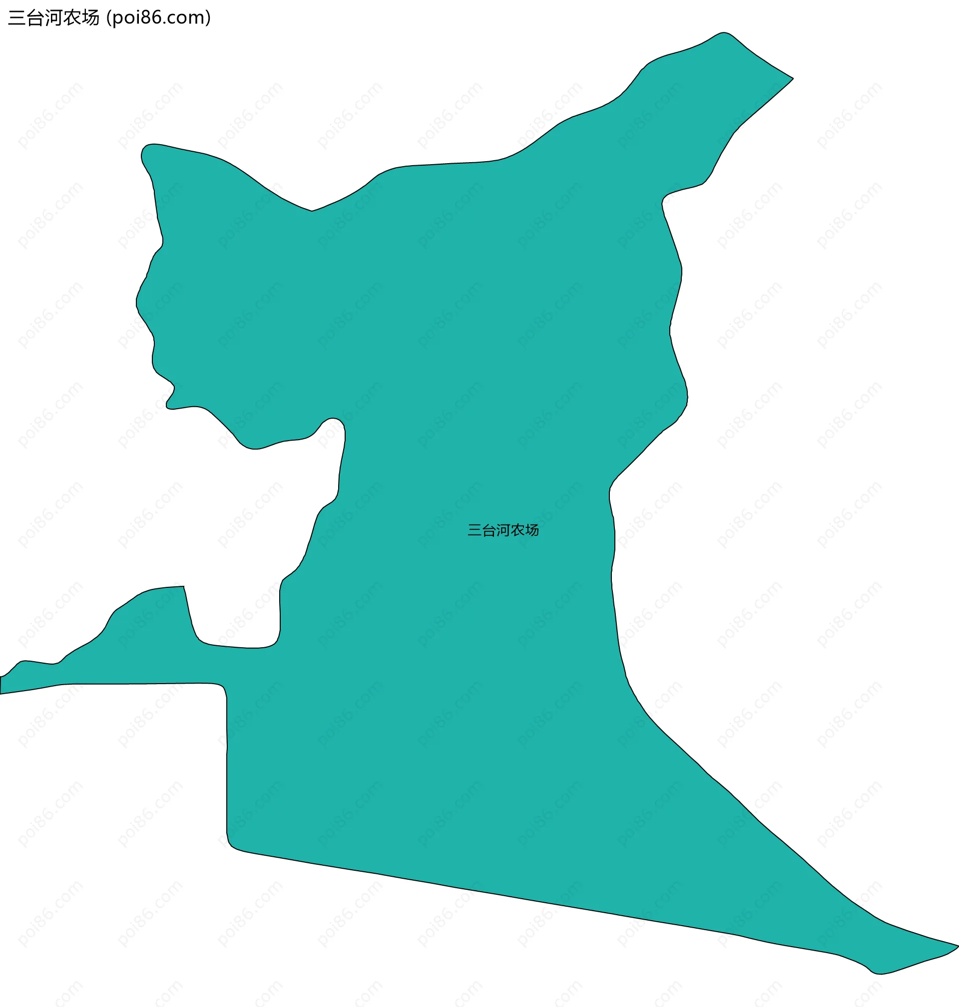 三台河农场边界地图(五级行政区划)