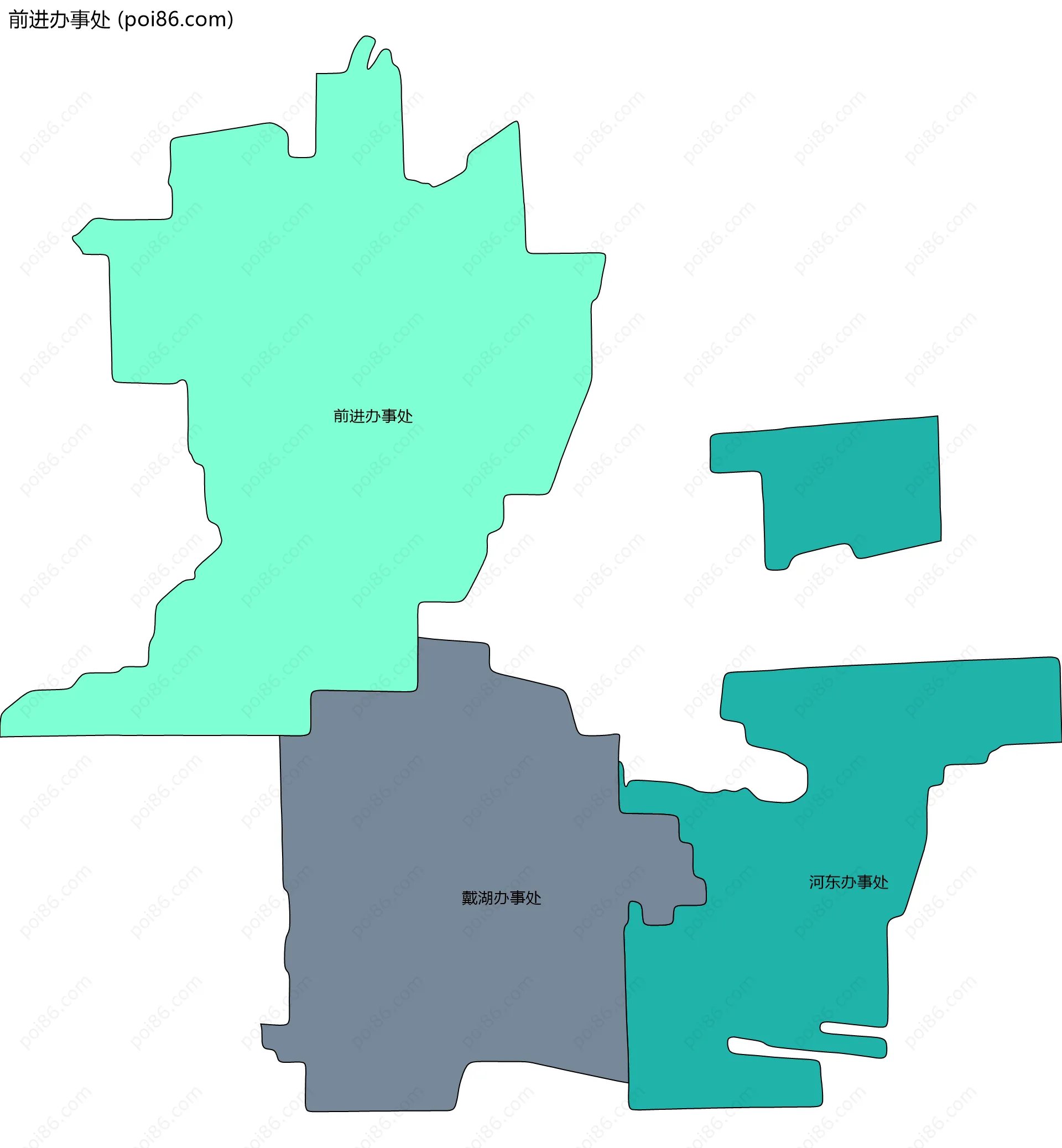 前进办事处边界地图(五级行政区划)