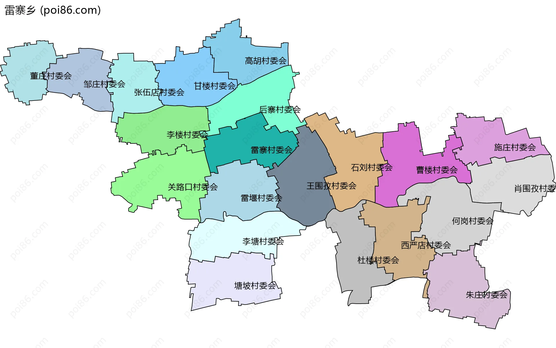 雷寨乡边界地图(五级行政区划)