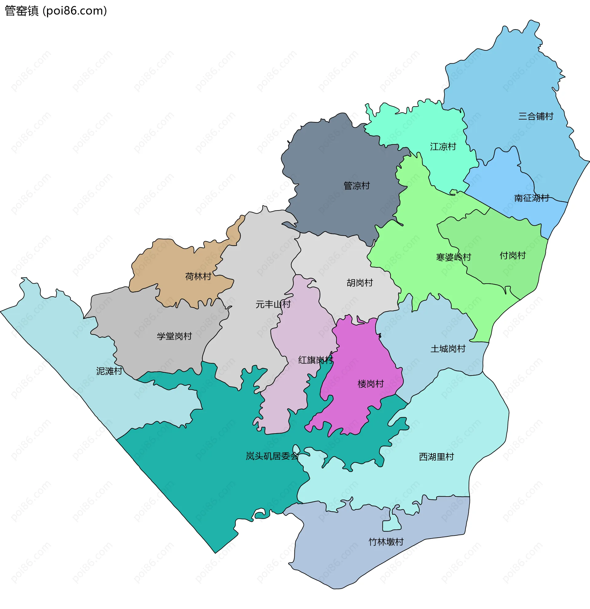 管窑镇边界地图(五级行政区划)
