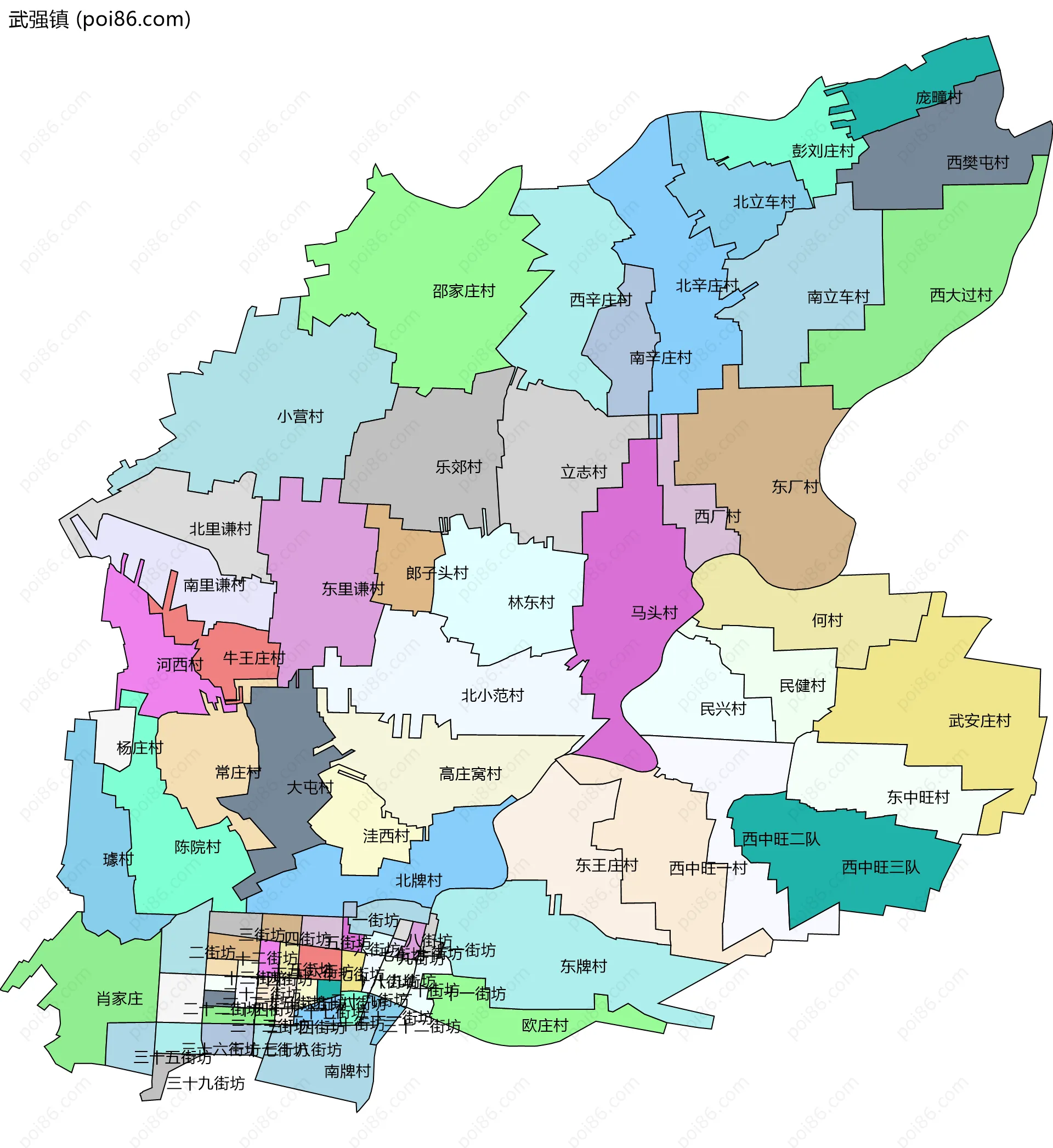 武强镇边界地图(五级行政区划)