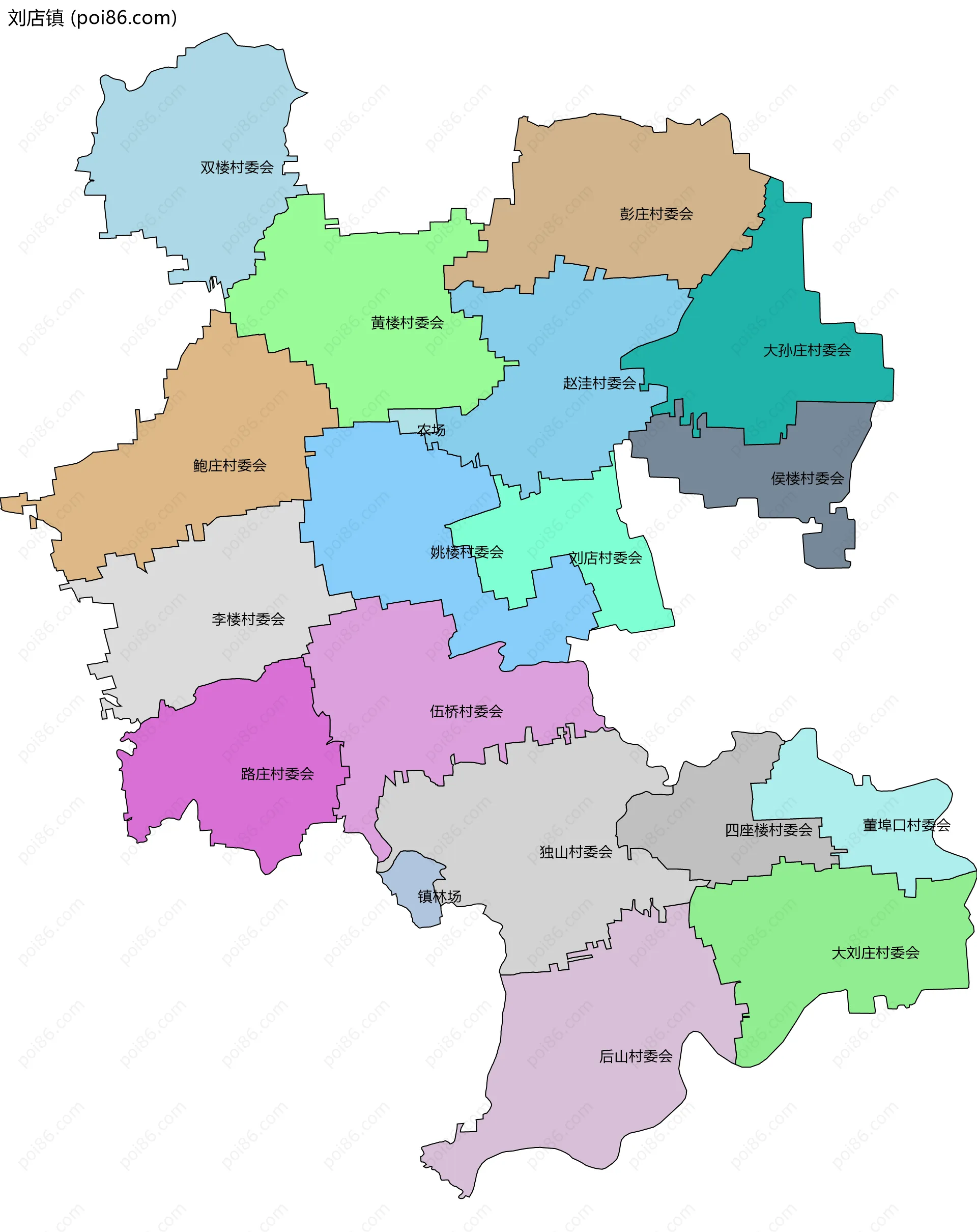 刘店镇边界地图(五级行政区划)
