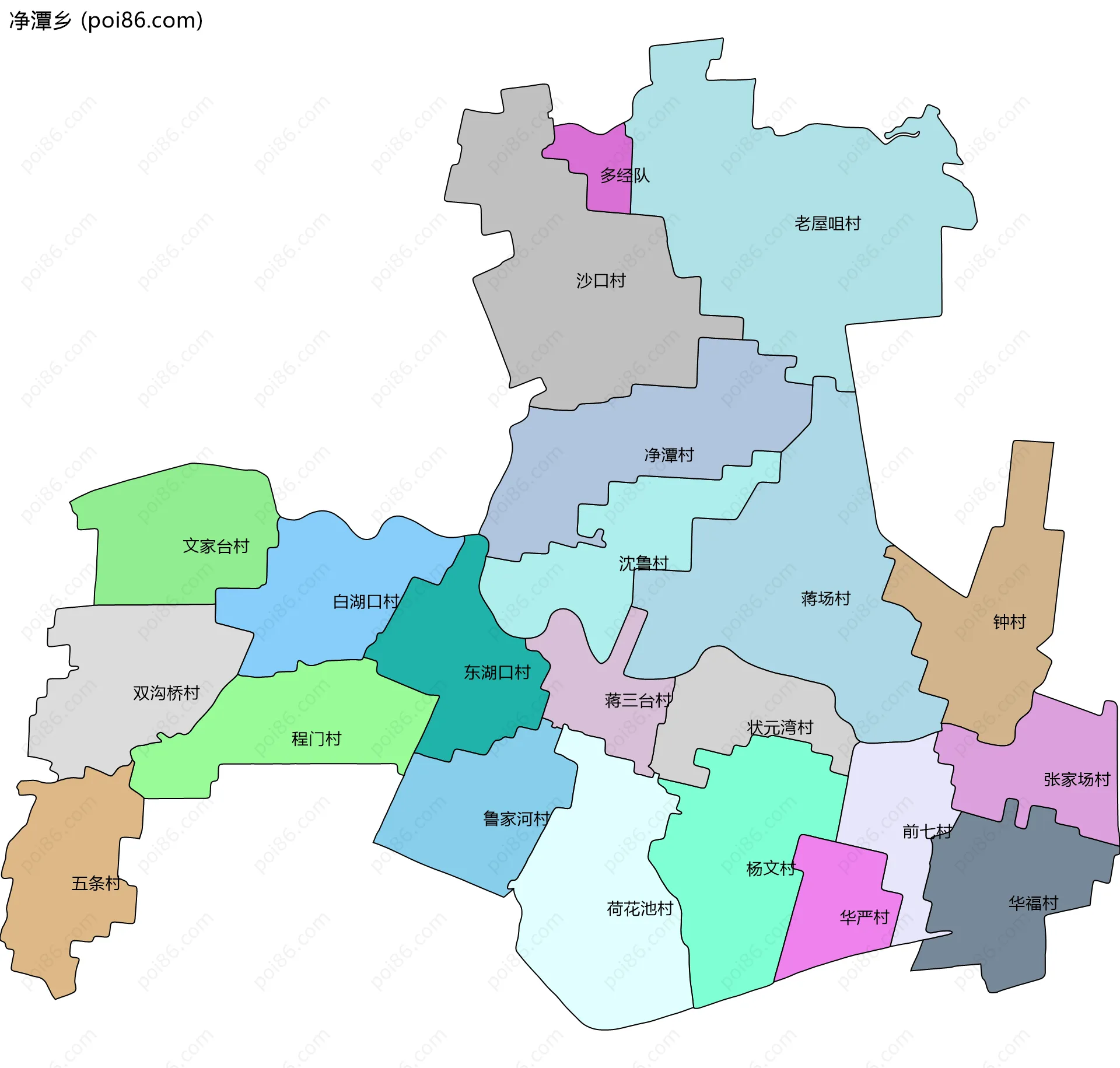 净潭乡边界地图(五级行政区划)