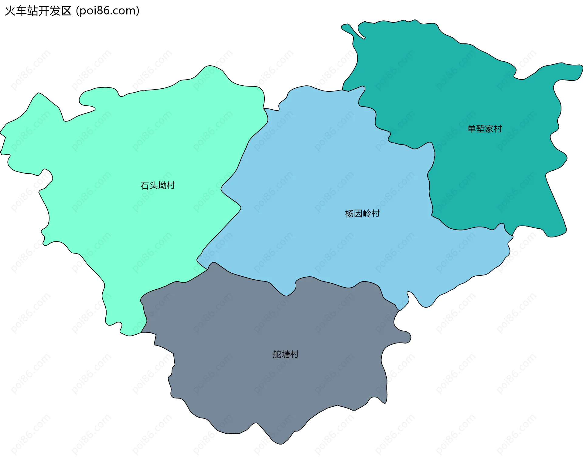 火车站开发区边界地图(五级行政区划)