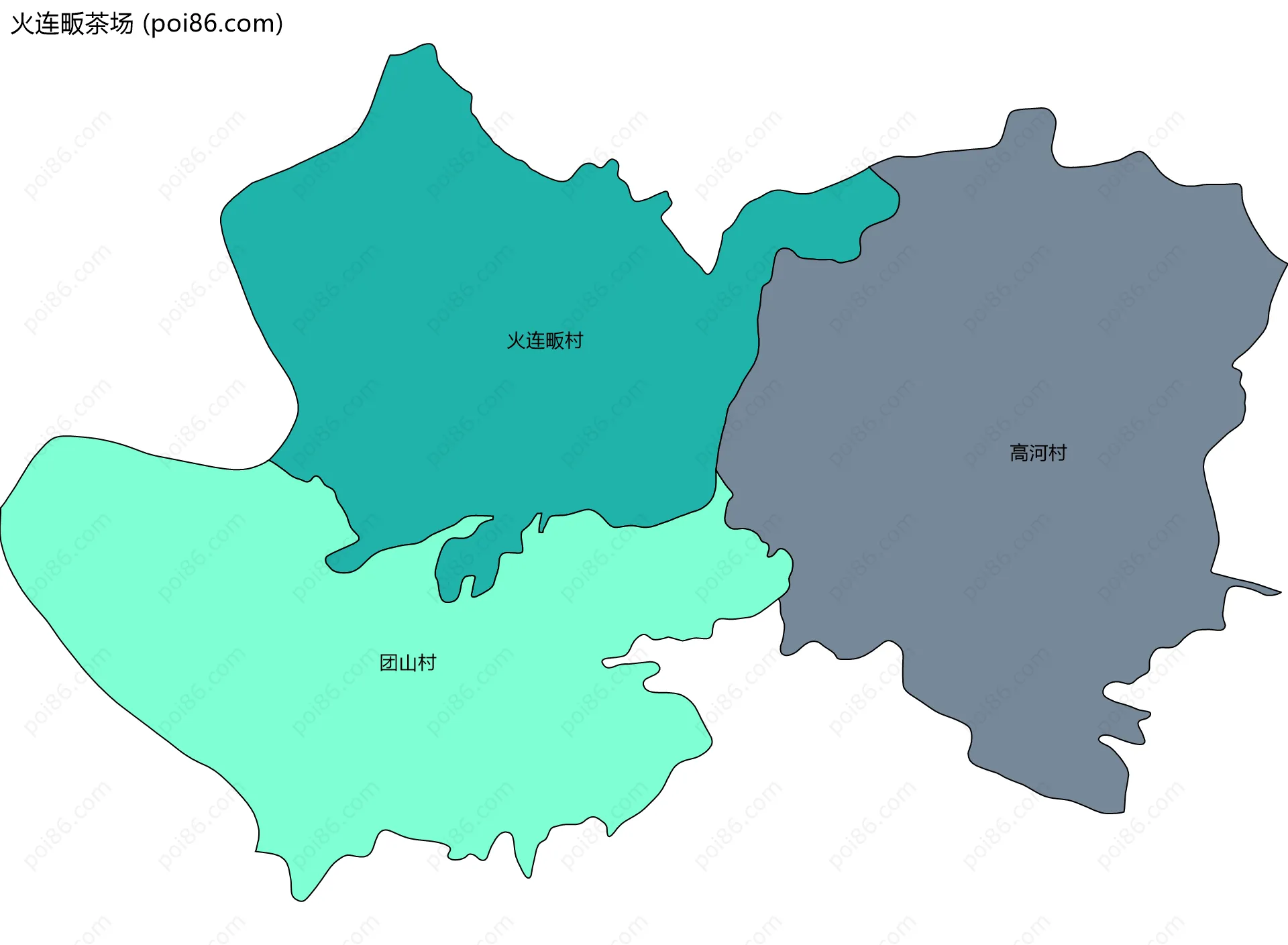 火连畈茶场边界地图(五级行政区划)