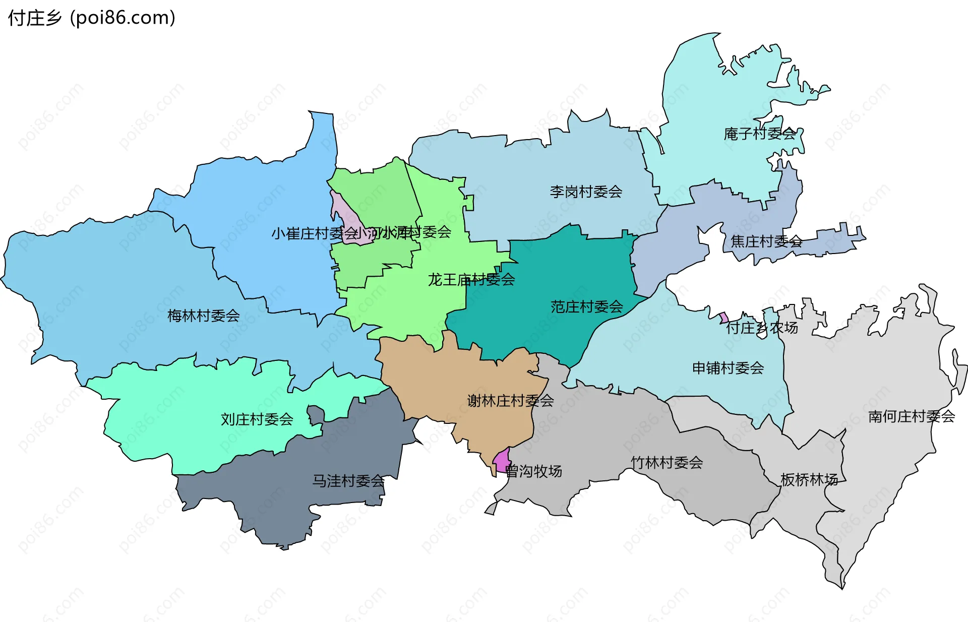 付庄乡边界地图(五级行政区划)