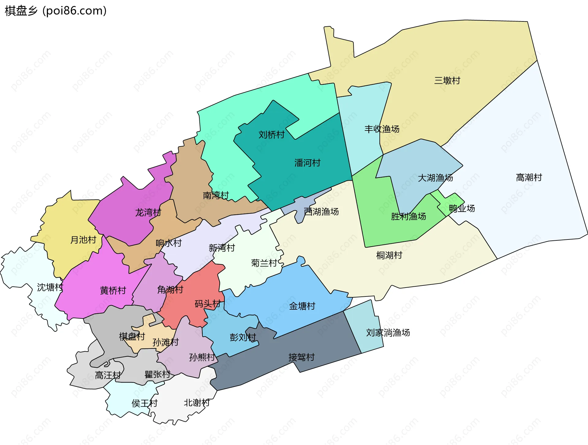 棋盘乡边界地图(五级行政区划)