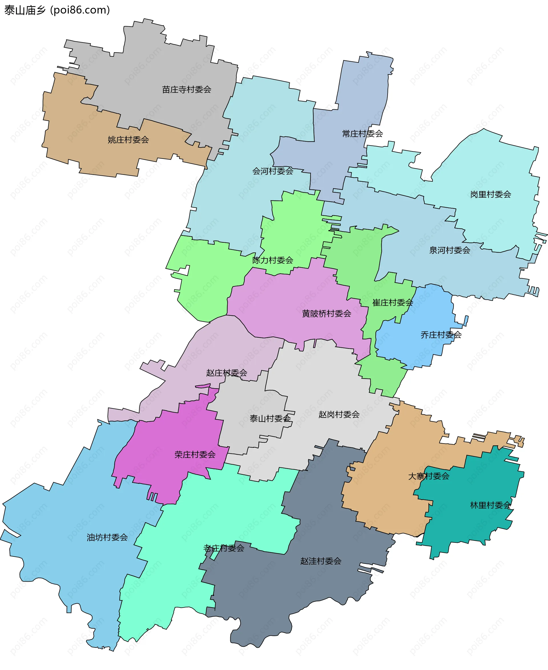 泰山庙乡边界地图(五级行政区划)
