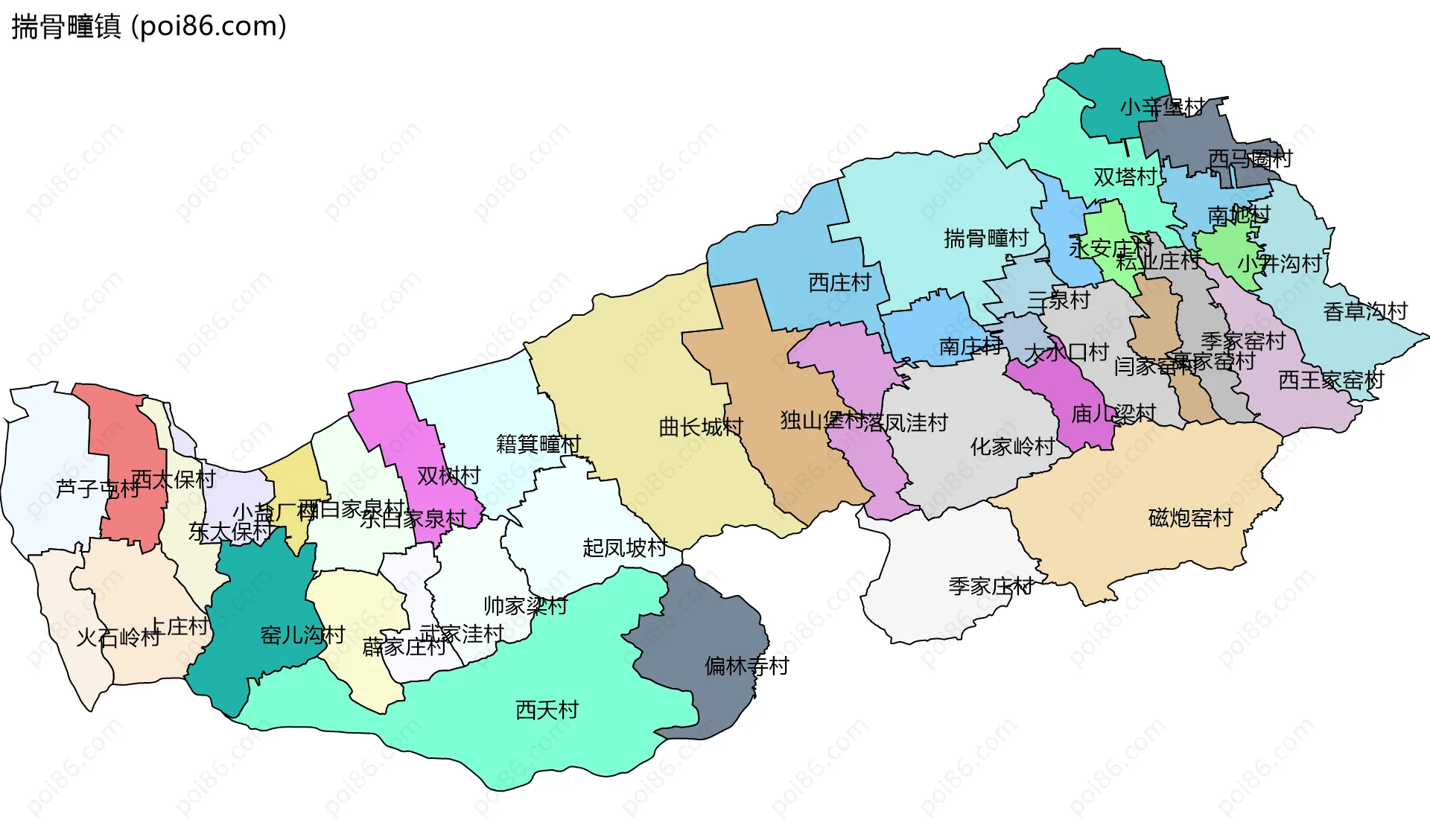 揣骨疃镇边界地图(五级行政区划)