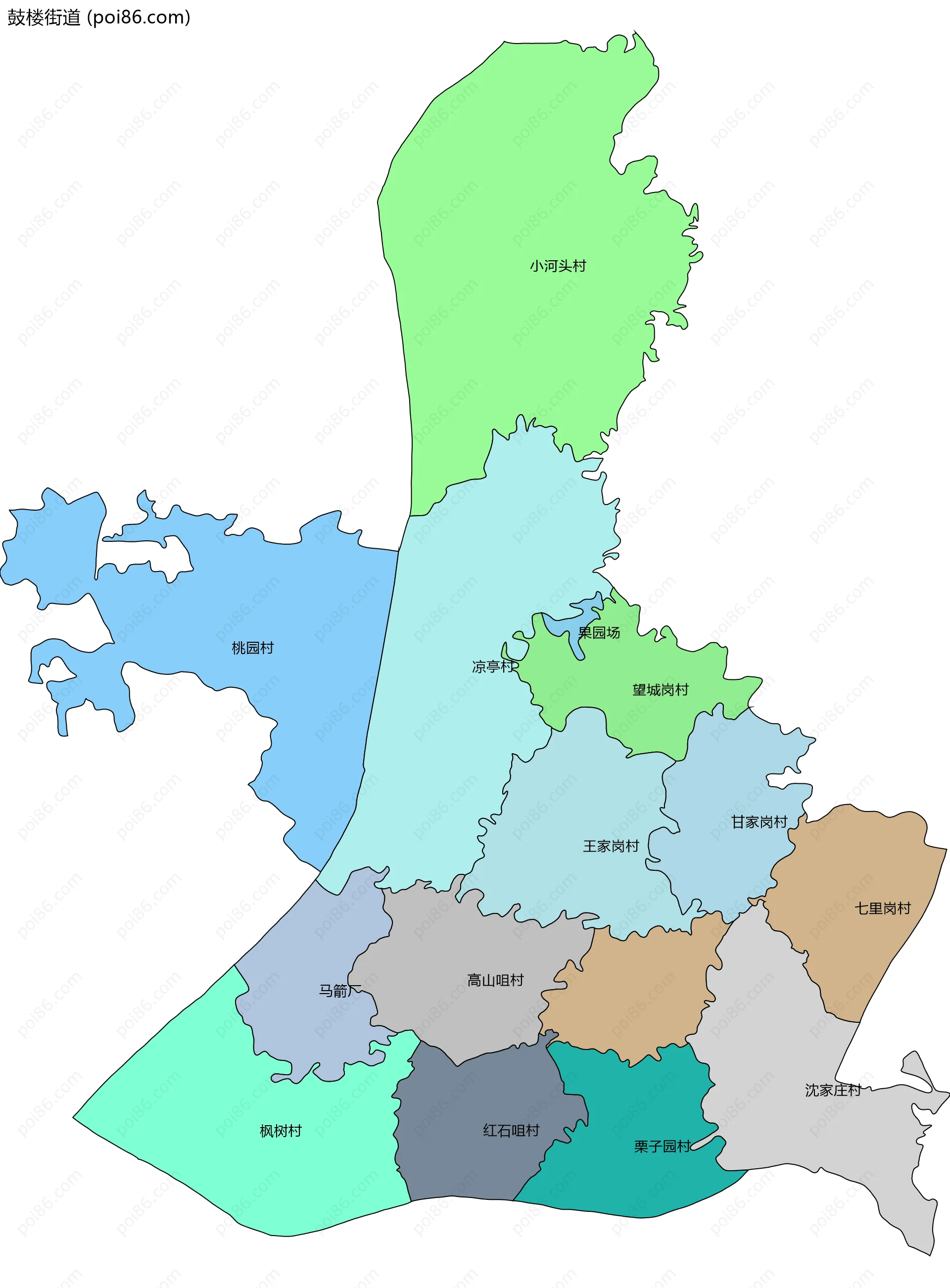 鼓楼街道边界地图(五级行政区划)