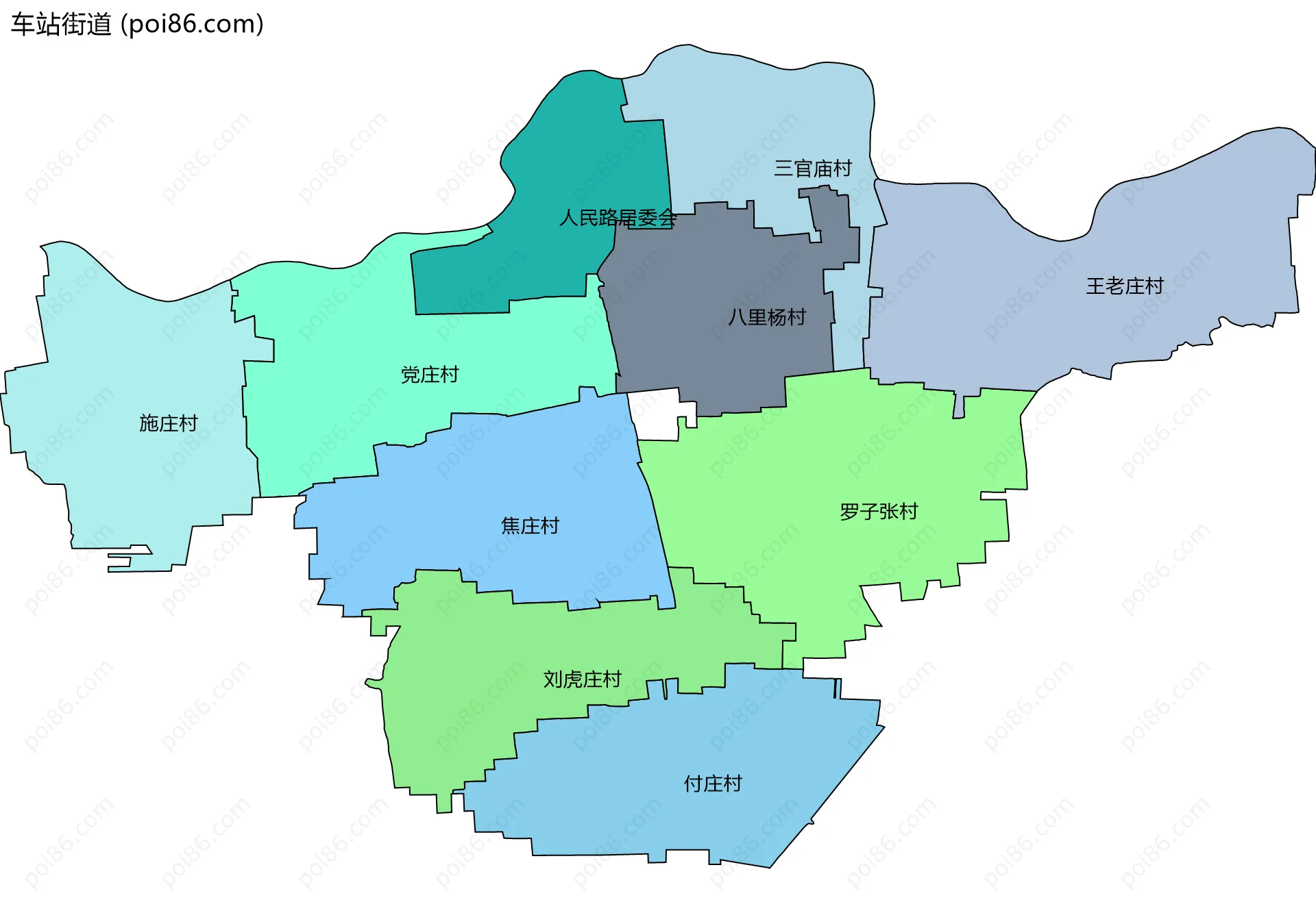 车站街道边界地图(五级行政区划)