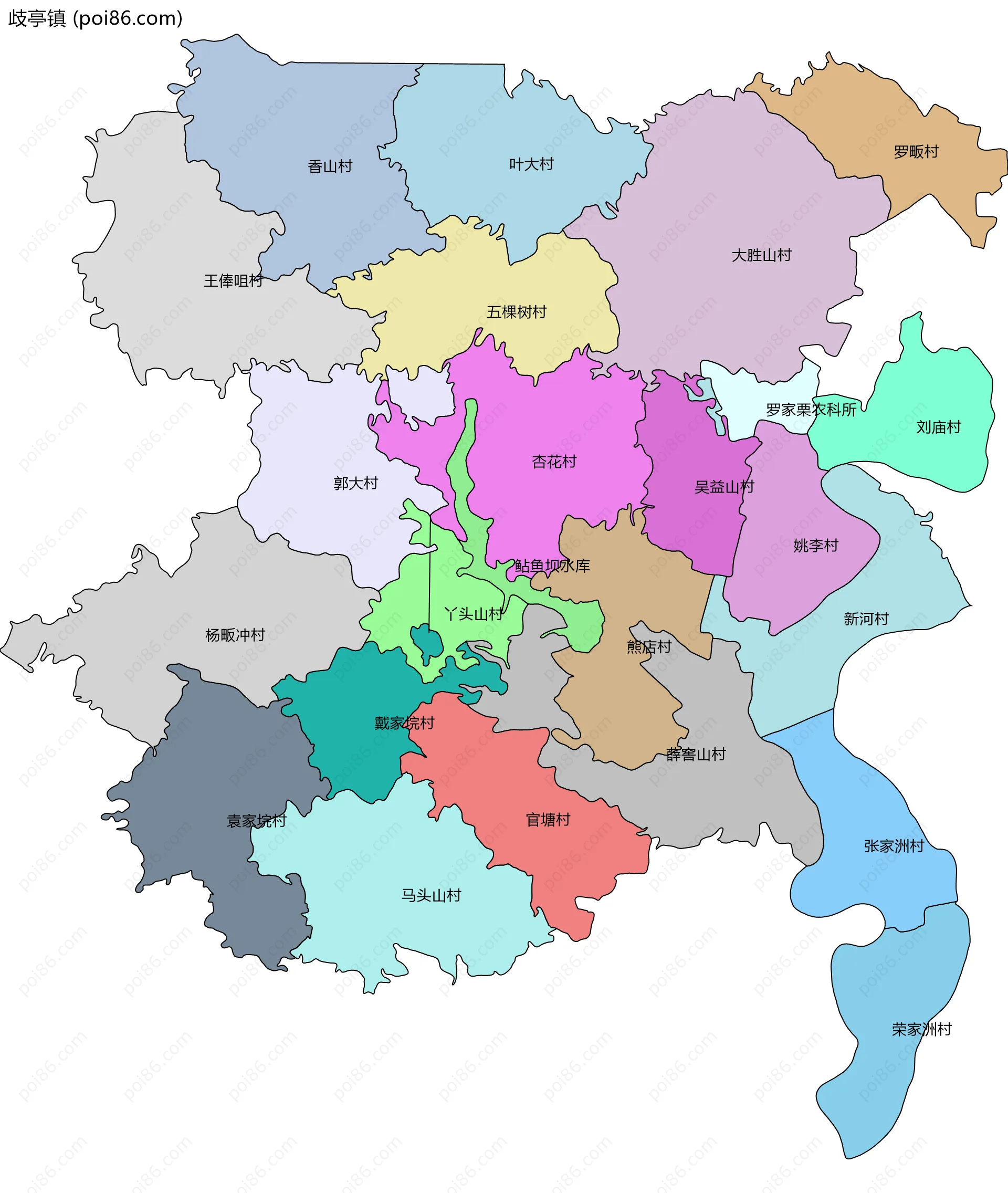 歧亭镇边界地图(五级行政区划)