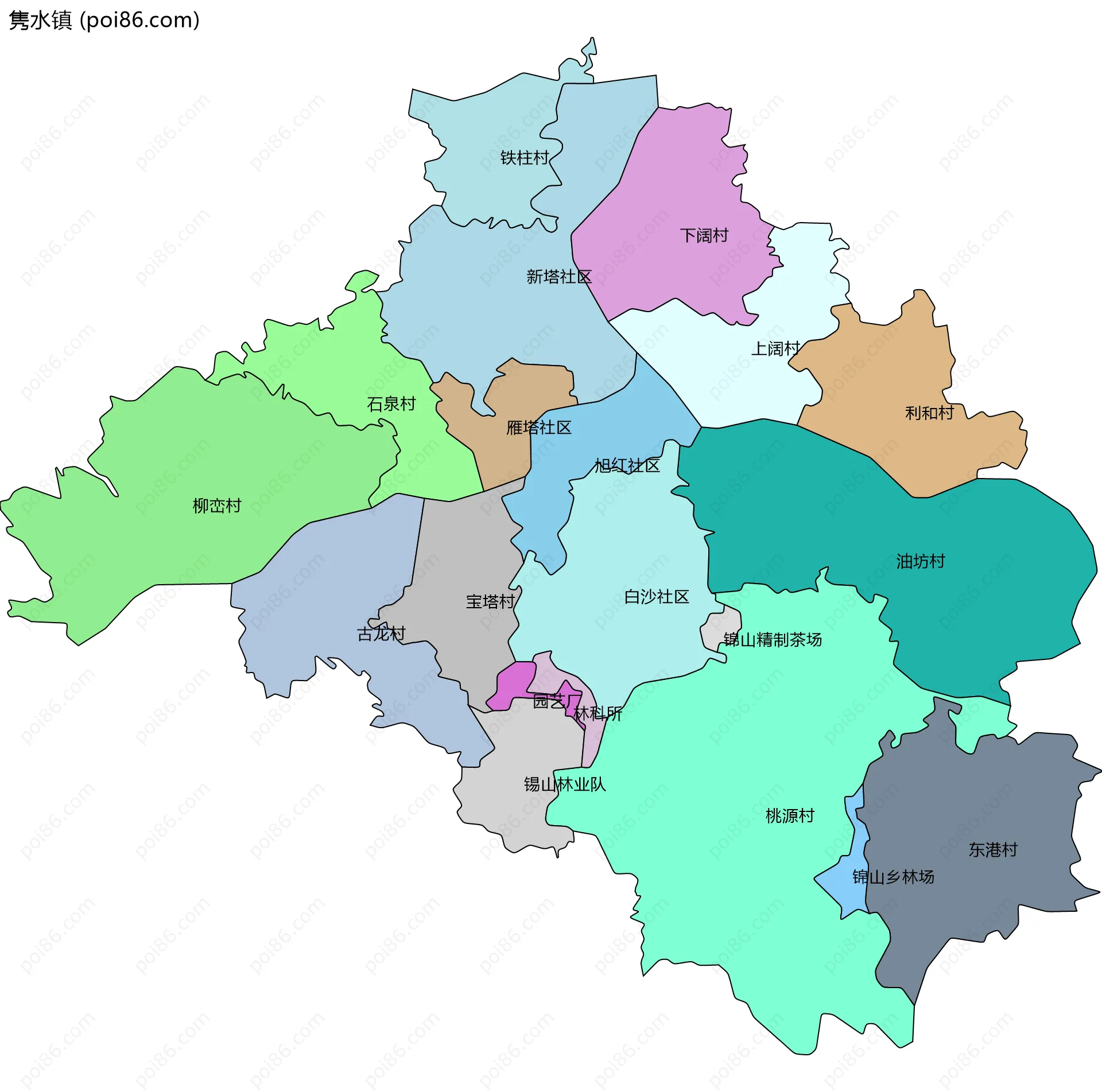 隽水镇边界地图(五级行政区划)