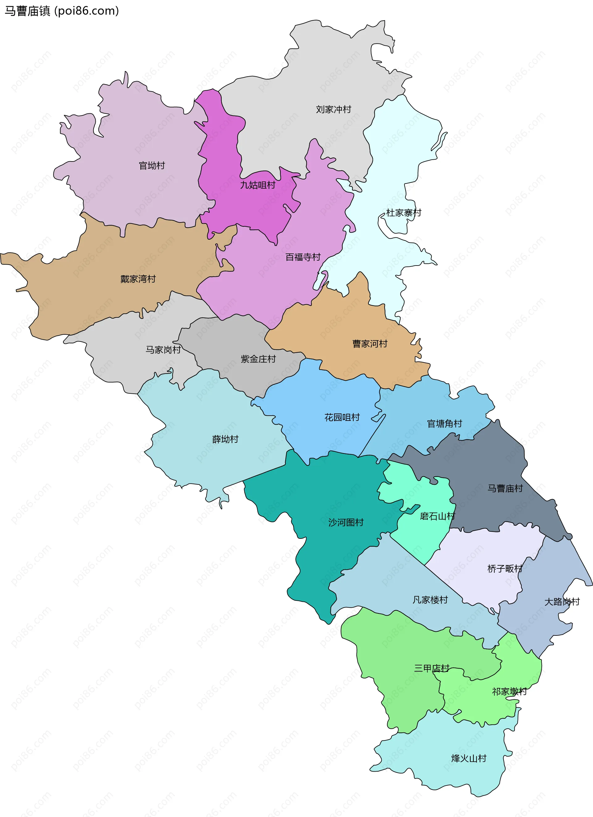 马曹庙镇边界地图(五级行政区划)