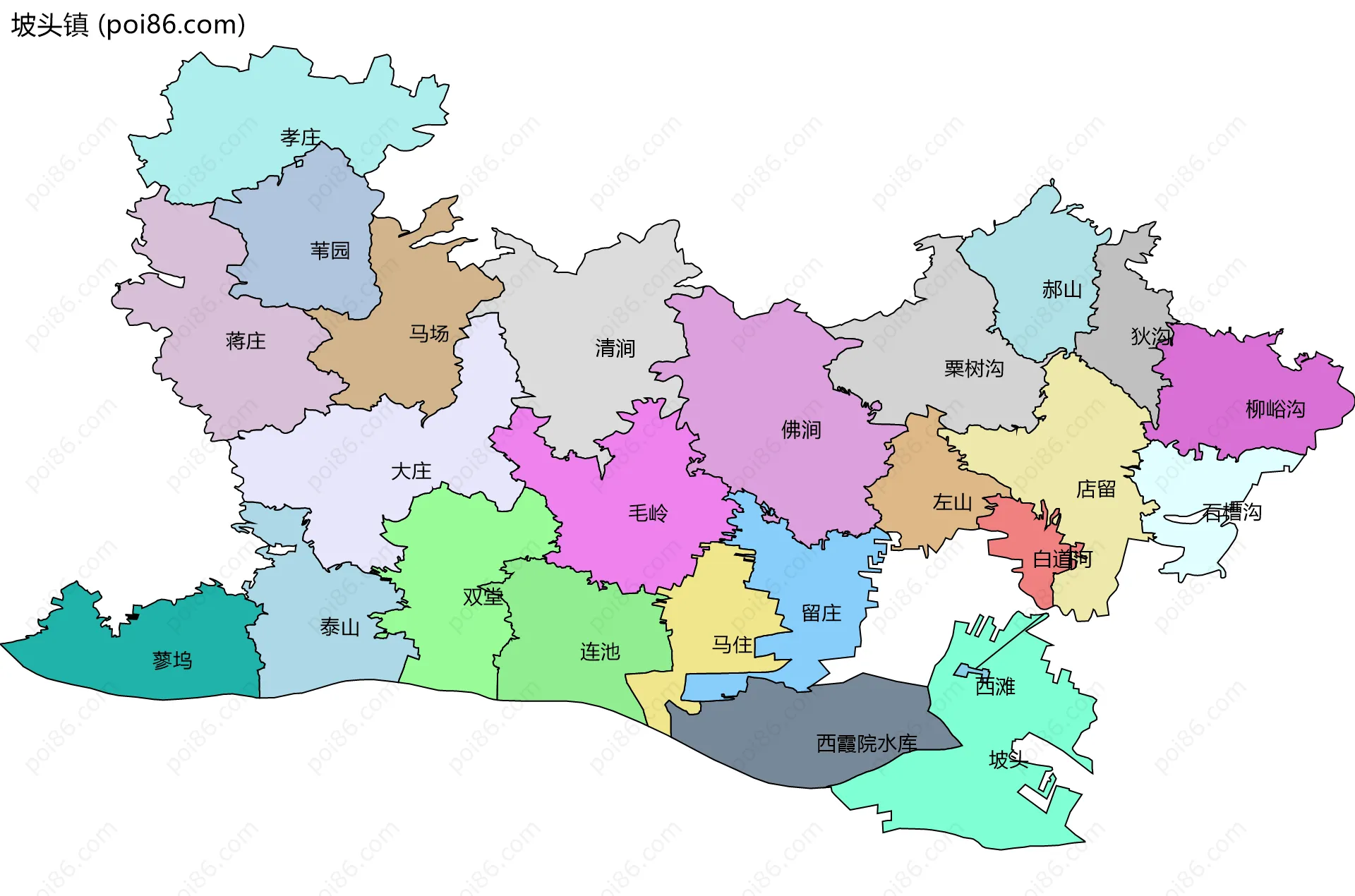 坡头镇边界地图(五级行政区划)