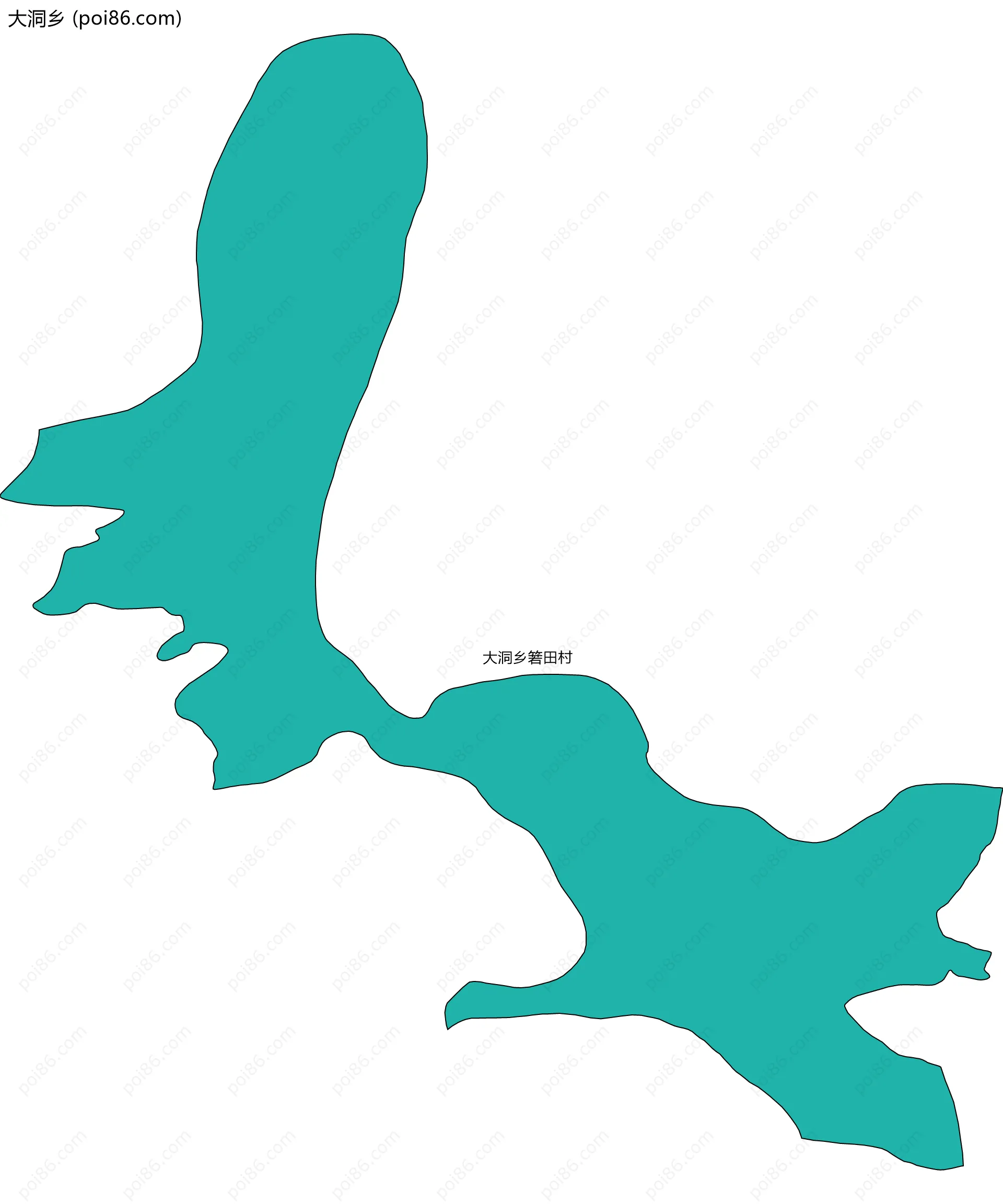 大洞乡边界地图(五级行政区划)