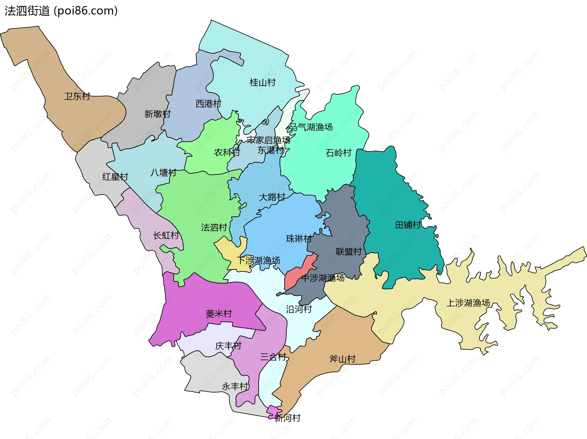 法泗街道边界地图(五级行政区划)