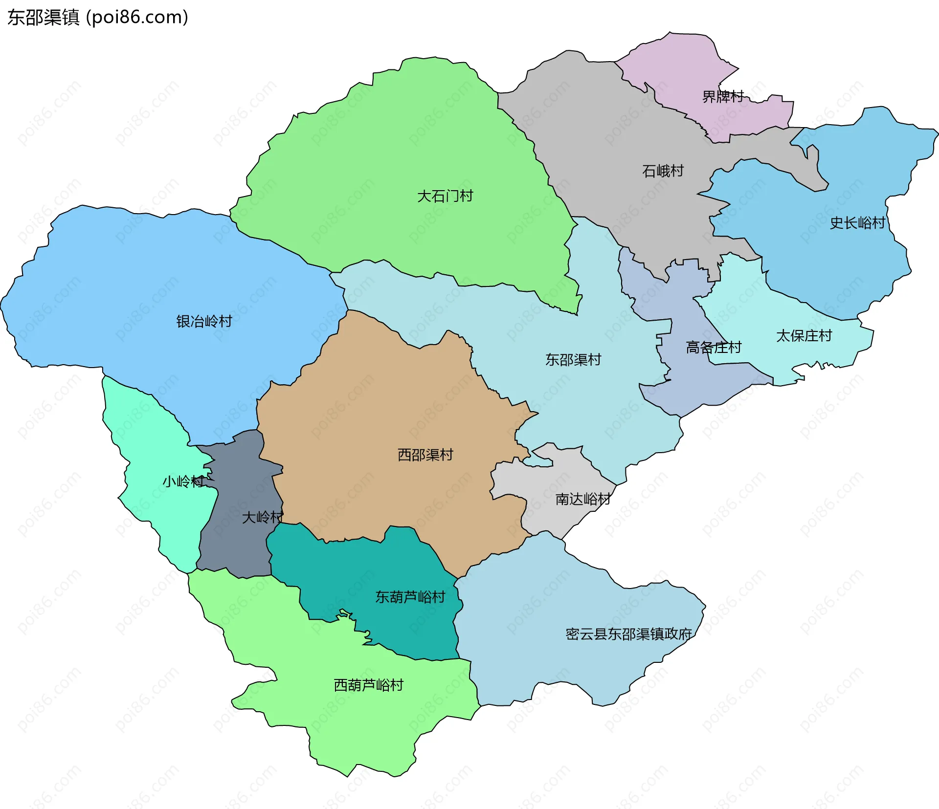 东邵渠镇边界地图(五级行政区划)