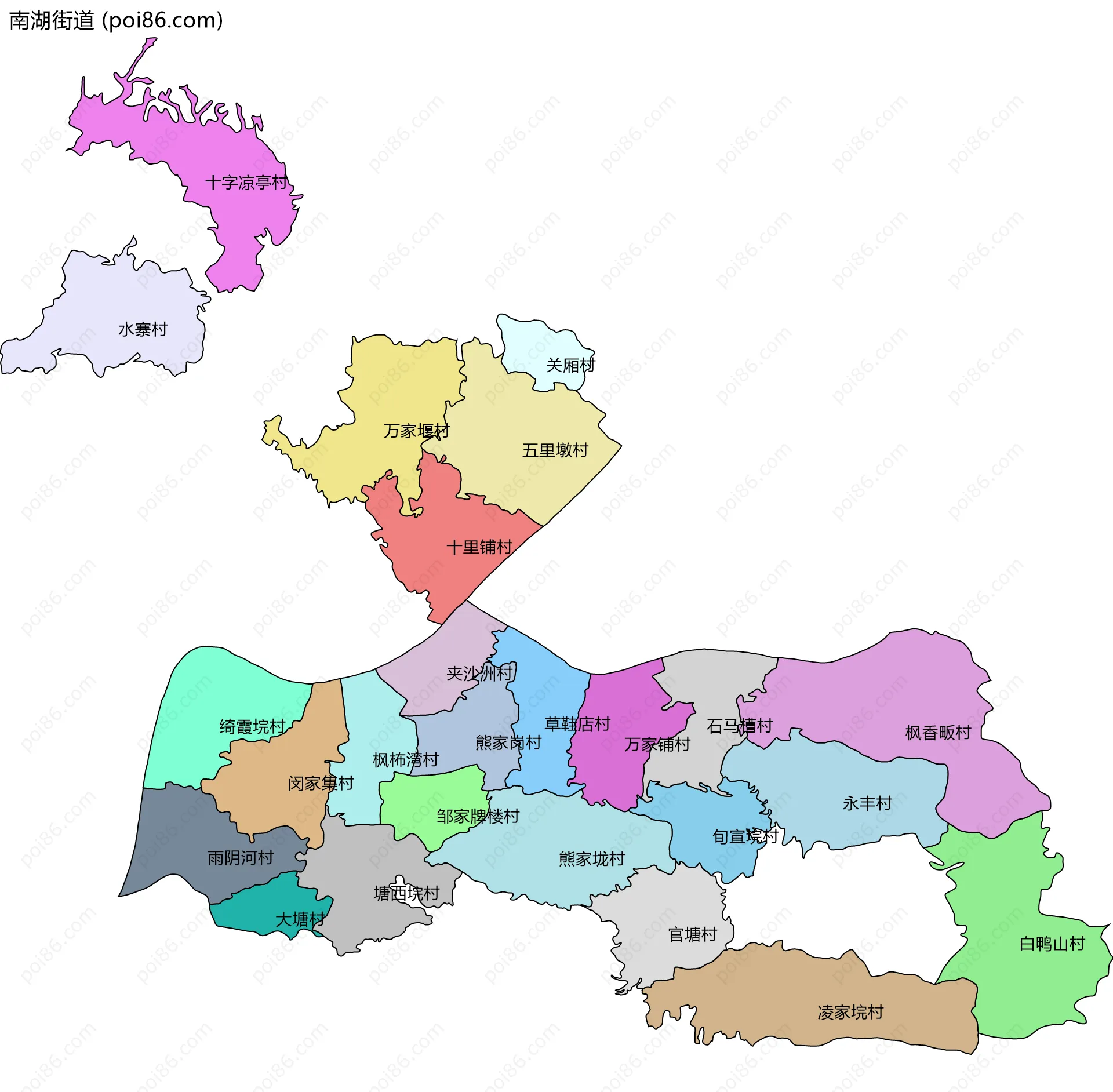 南湖街道边界地图(五级行政区划)