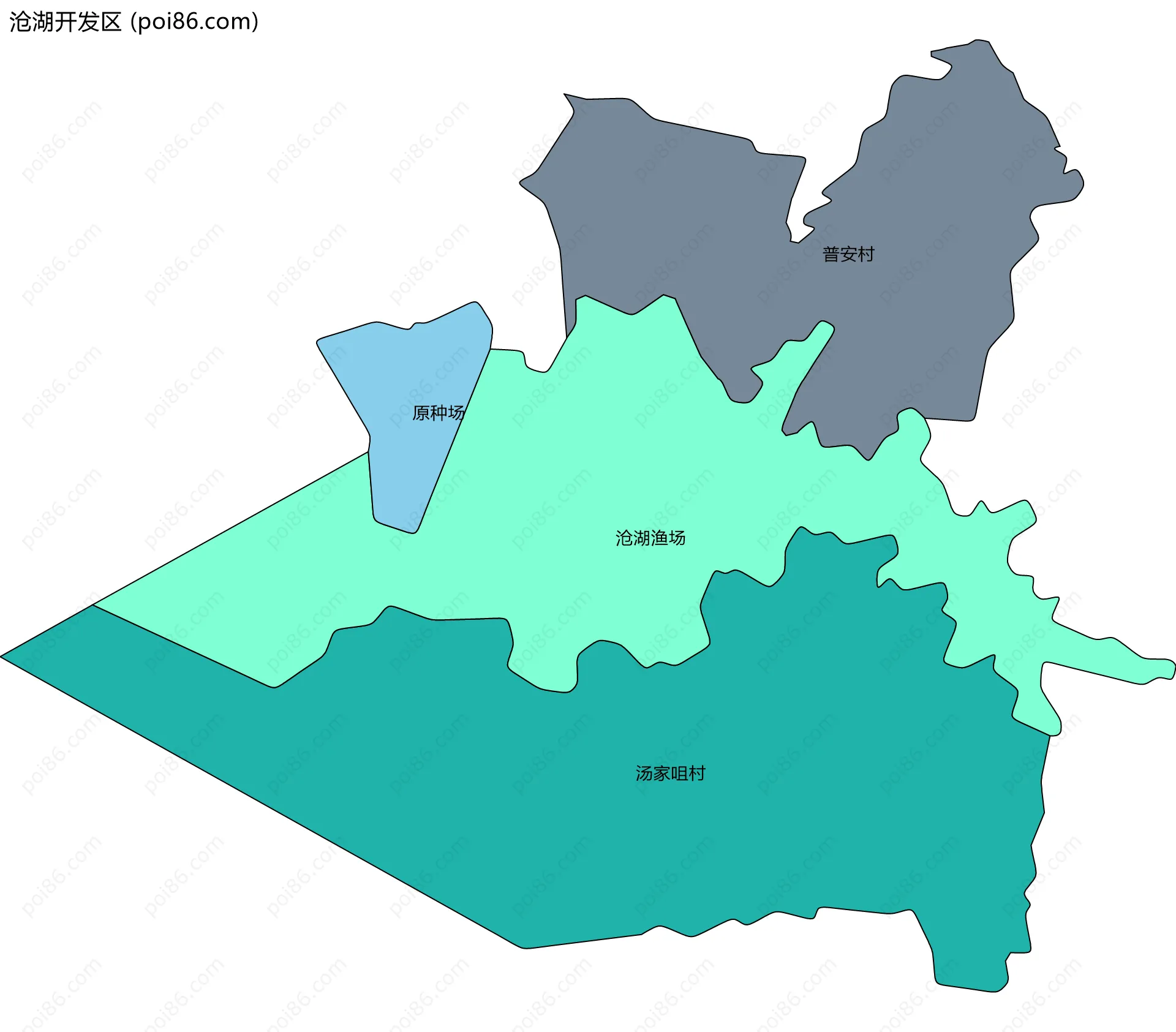 沧湖开发区边界地图(五级行政区划)