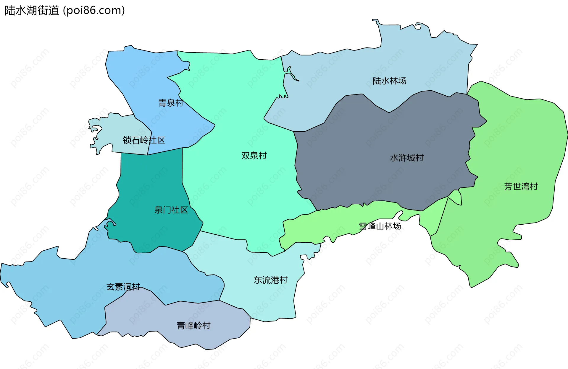 陆水湖街道边界地图(五级行政区划)