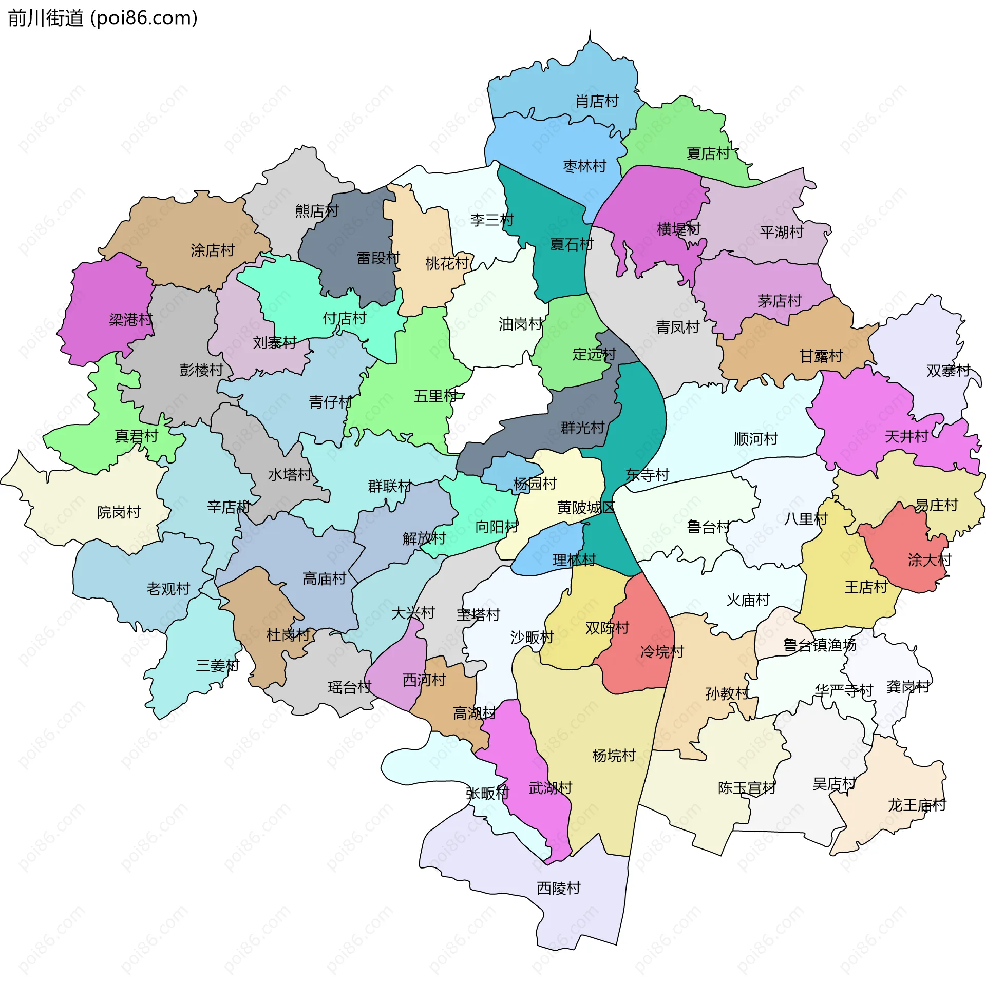 前川街道边界地图(五级行政区划)