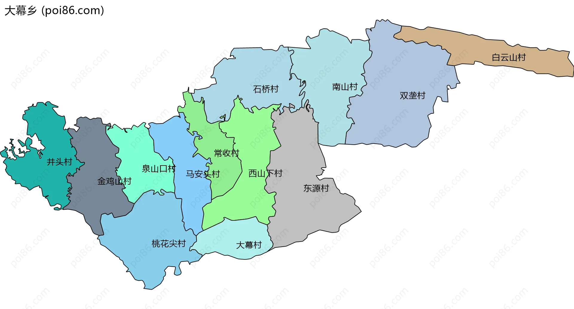 大幕乡边界地图(五级行政区划)