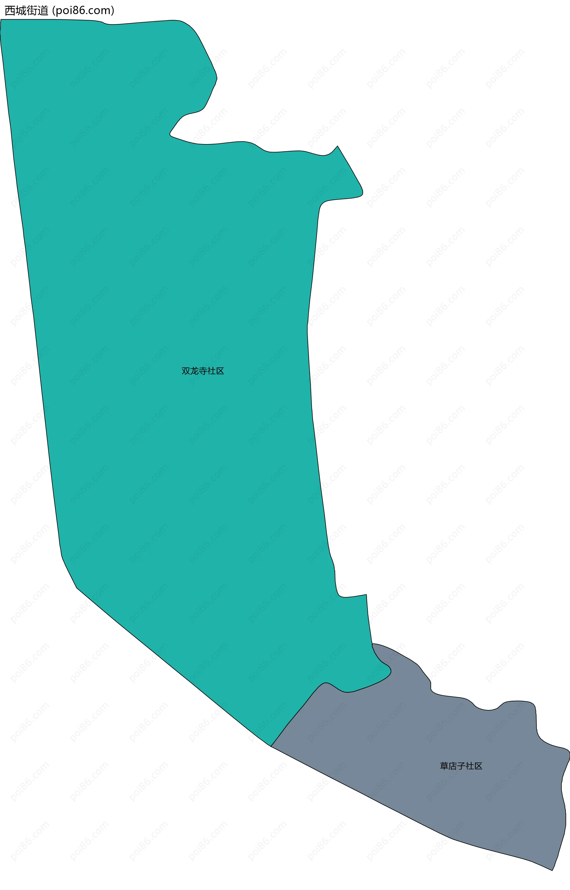 西城街道边界地图(五级行政区划)
