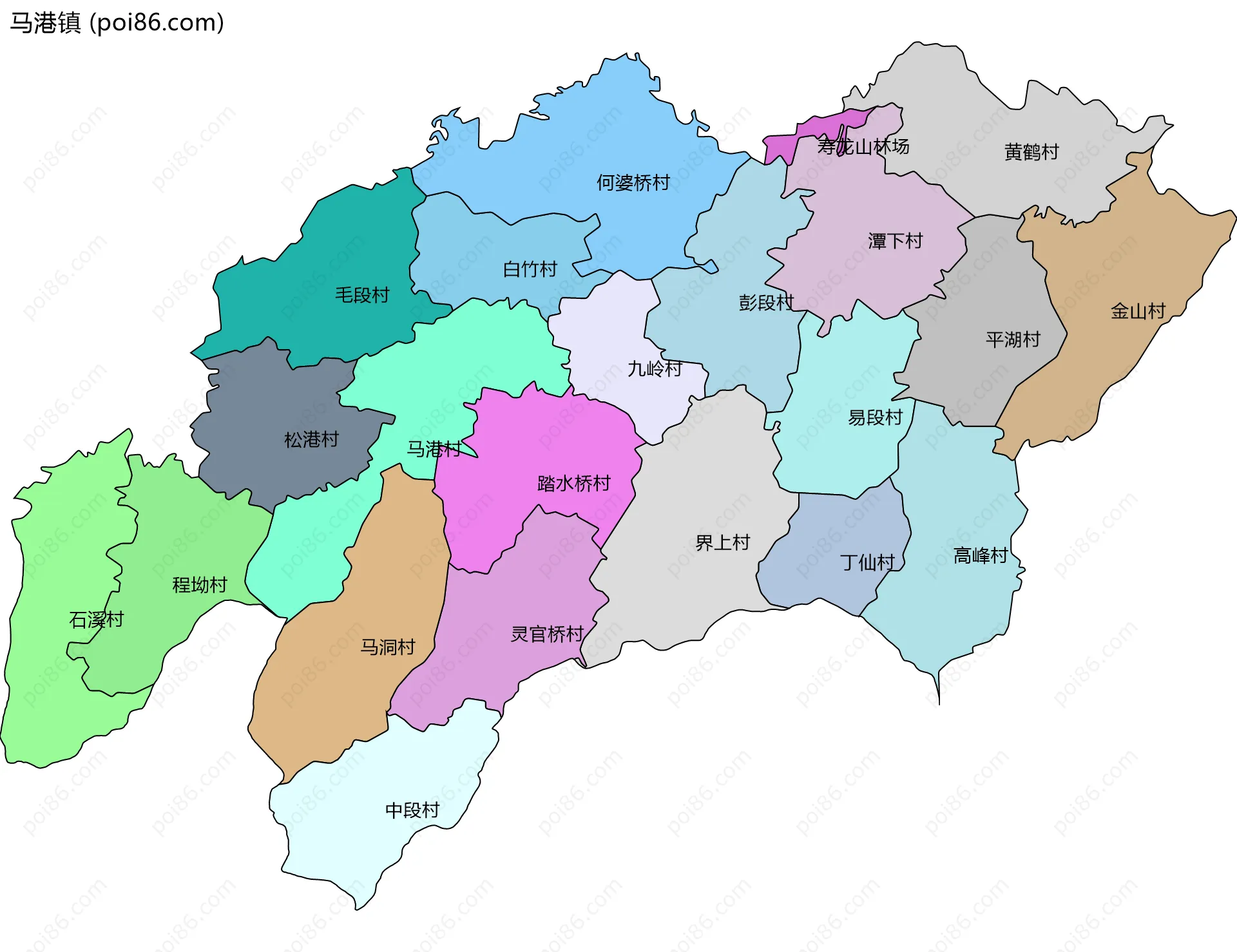 马港镇边界地图(五级行政区划)