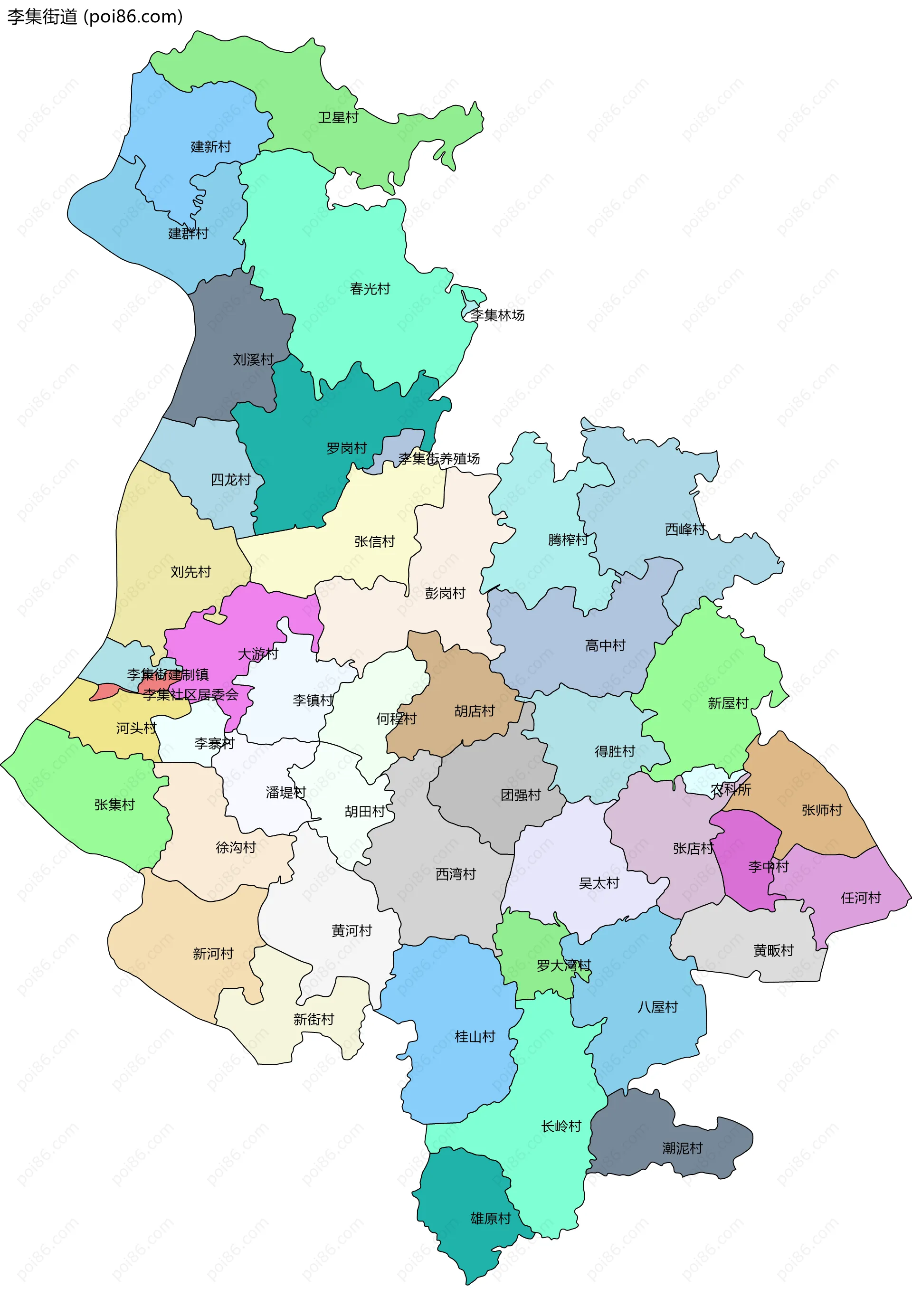 李集街道边界地图(五级行政区划)