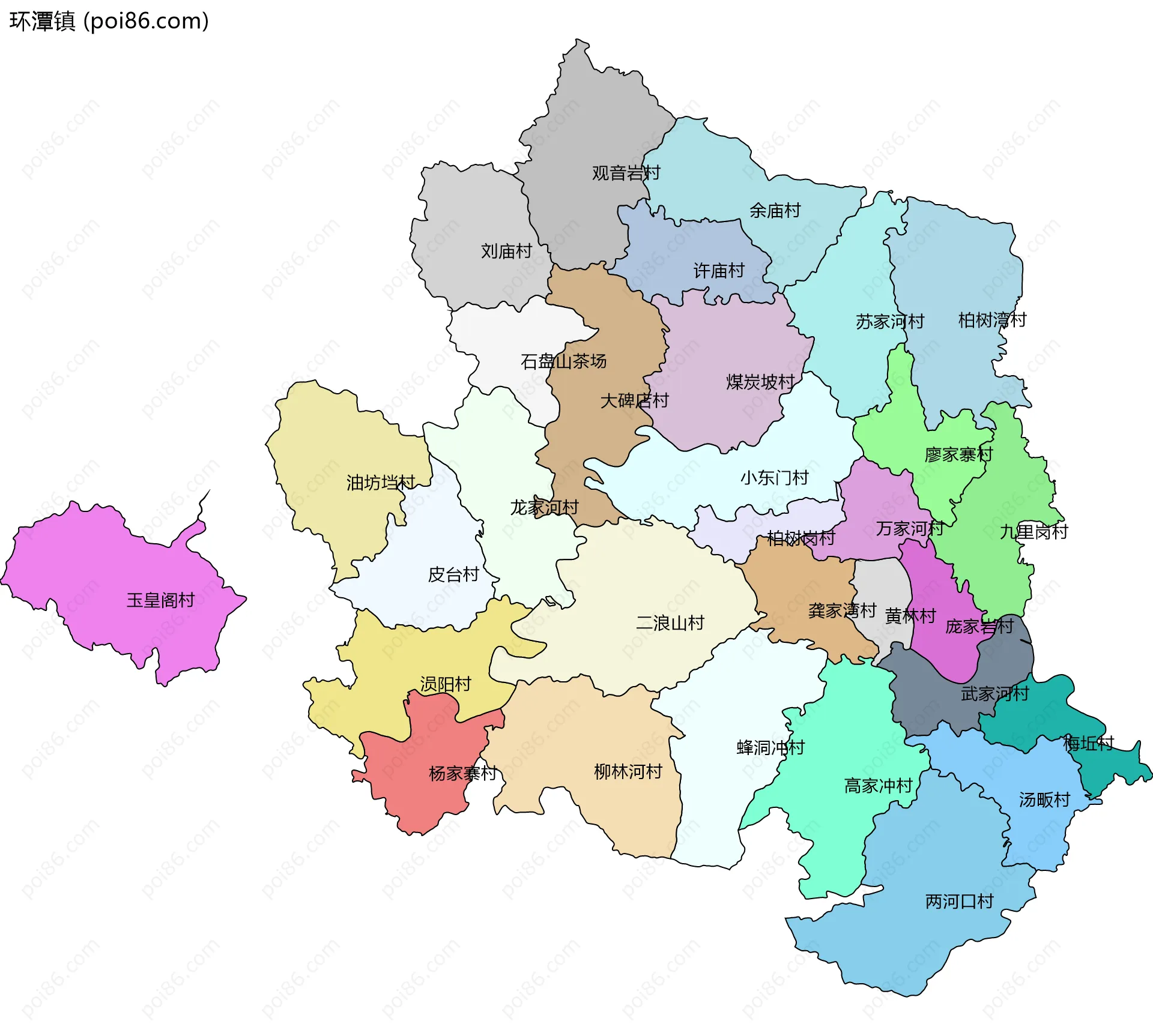 环潭镇边界地图(五级行政区划)