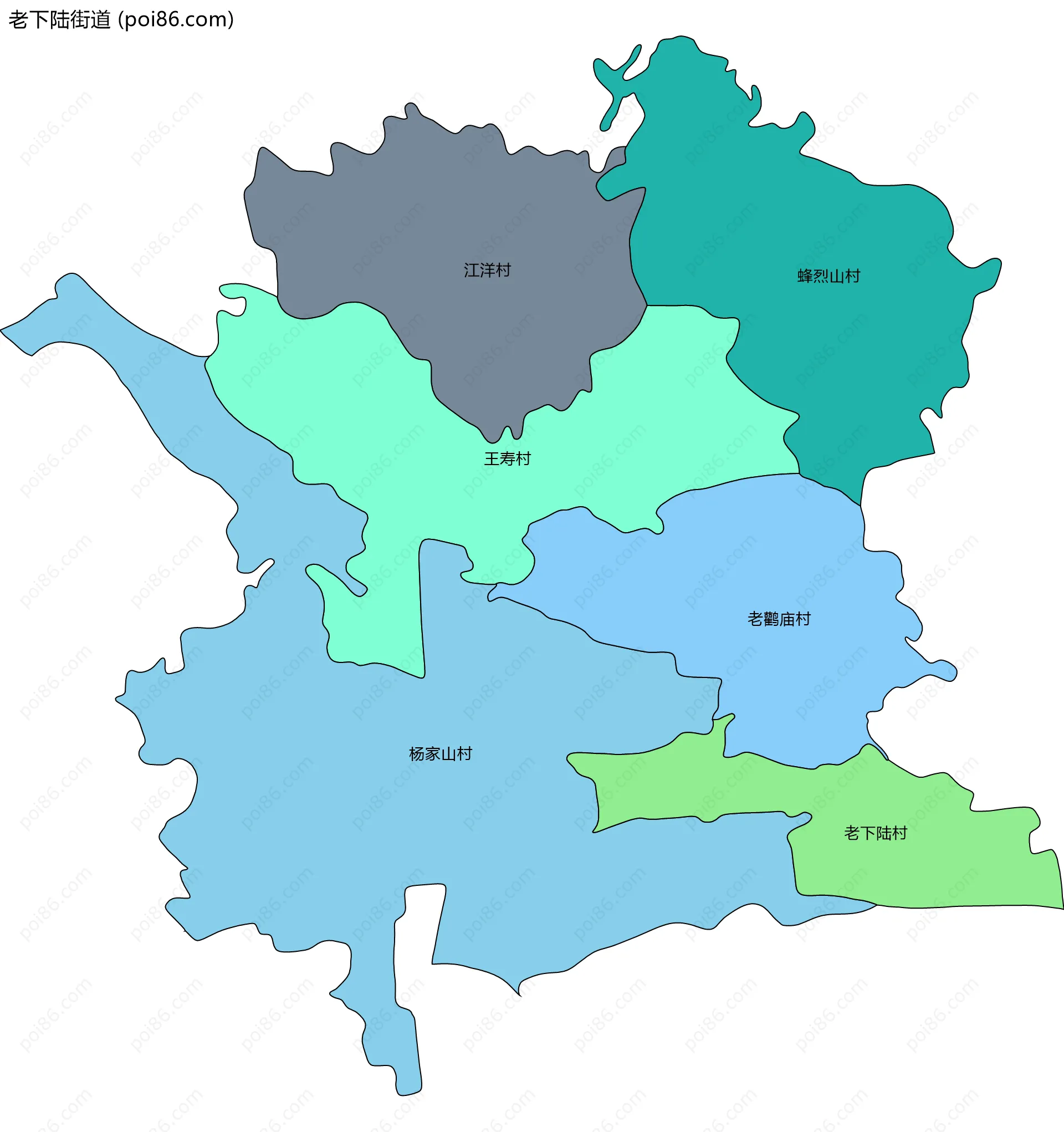 老下陆街道边界地图(五级行政区划)